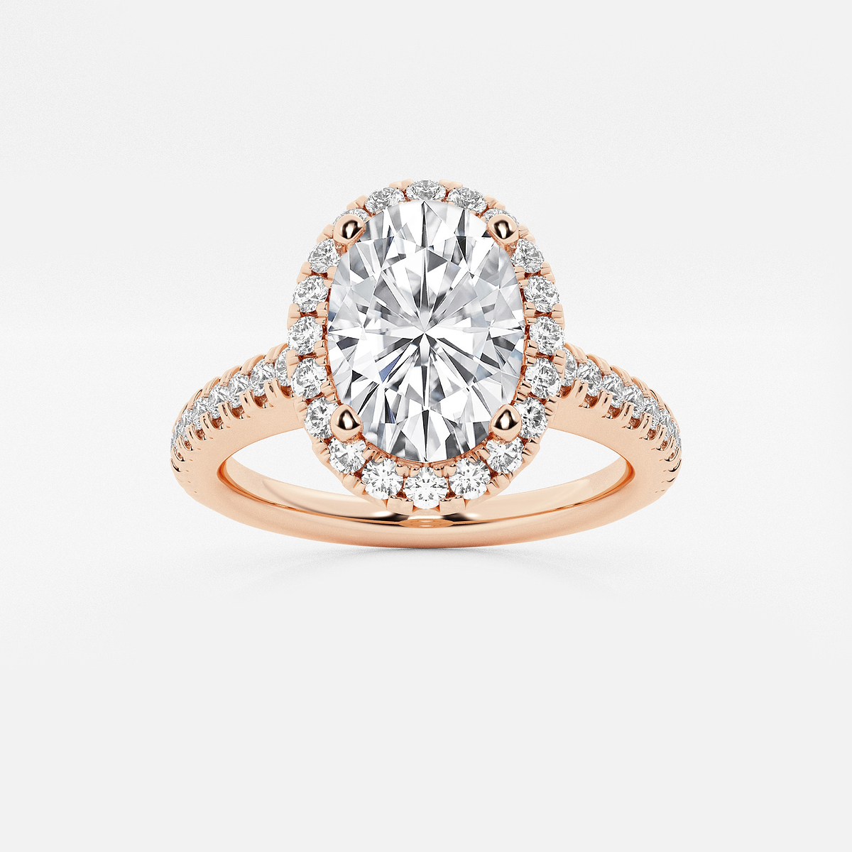 2 1/2 ctw Oval Lab Grown Diamond V-Prong Halo Engagement Ring