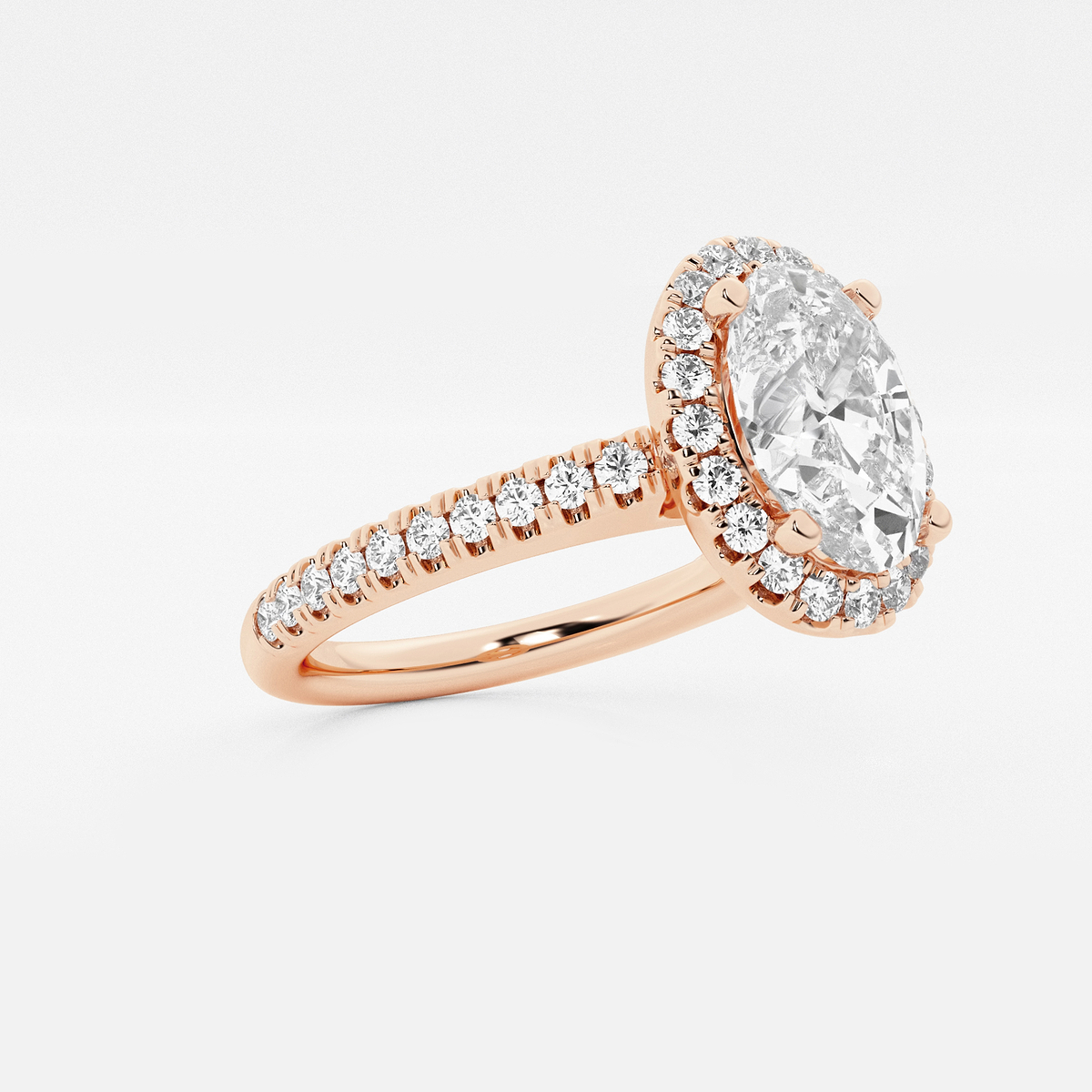 Additional Image 1 for  2 1/2 ctw Oval Lab Grown Diamond V-Prong Halo Engagement Ring