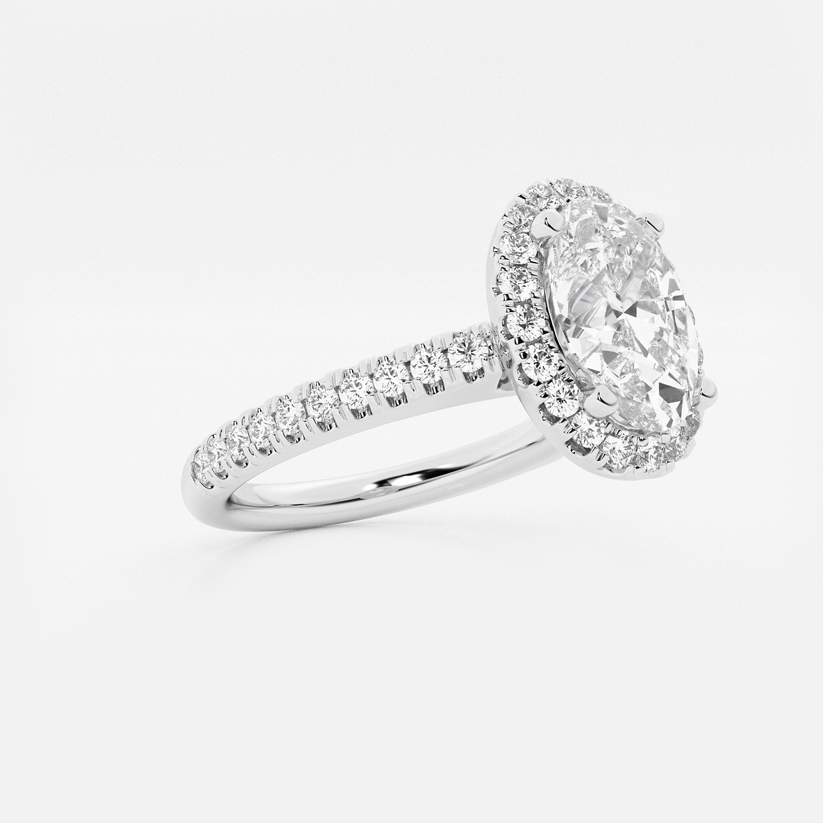 Additional Image 1 for  2 1/2 ctw Oval Lab Grown Diamond V-Prong Halo Engagement Ring