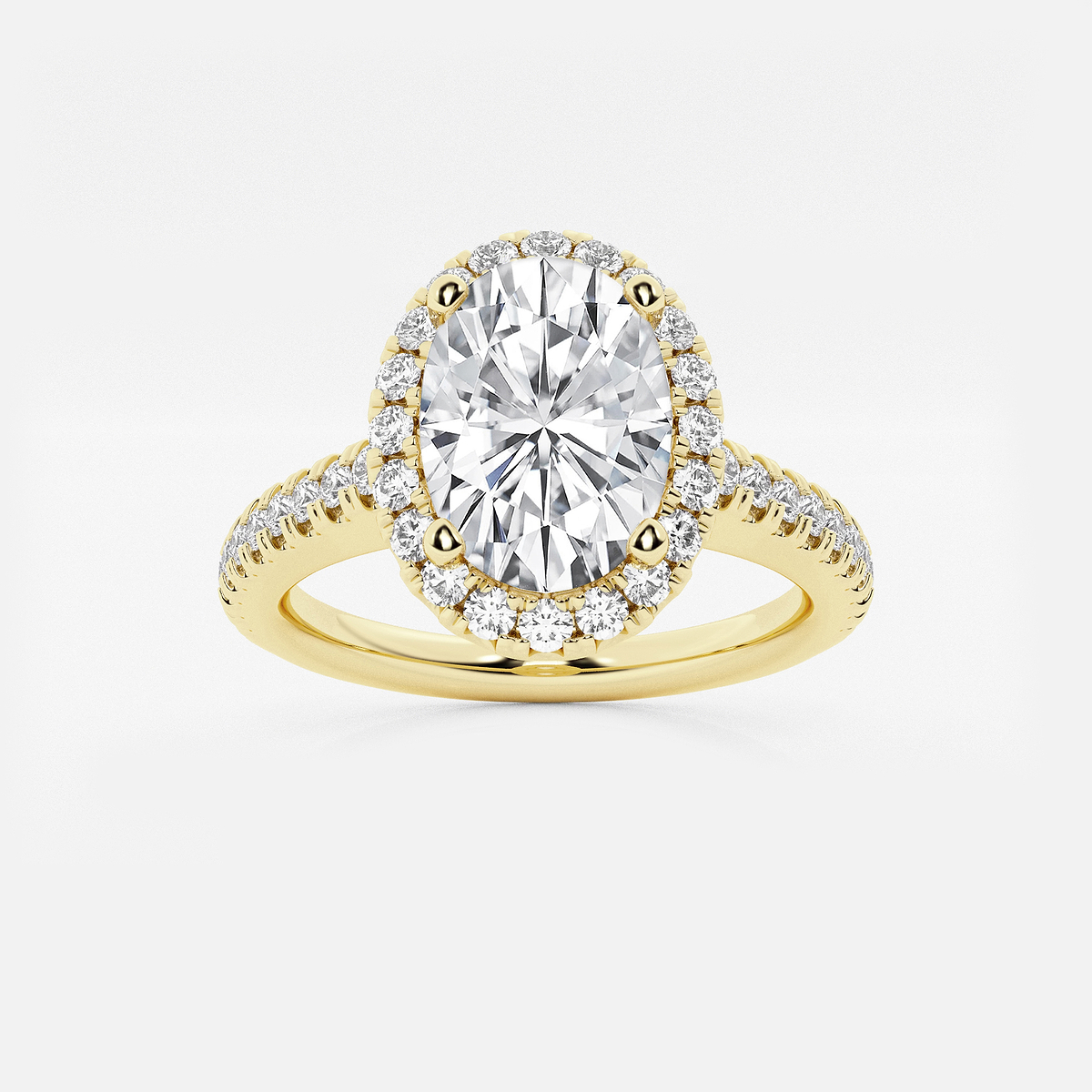 2 1/2 ctw Oval Lab Grown Diamond V-Prong Halo Engagement Ring