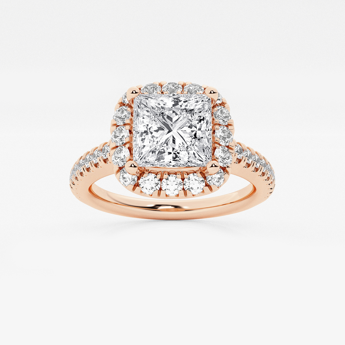 2 1/2 ctw Princess Lab Grown Diamond V-Prong Halo Engagement Ring