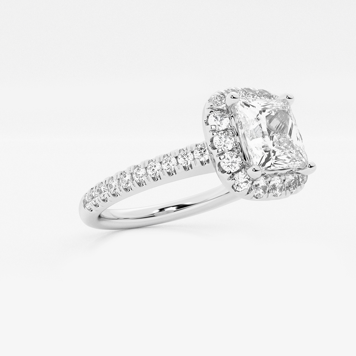 Additional Image 1 for  2 1/2 ctw Princess Lab Grown Diamond V-Prong Halo Engagement Ring