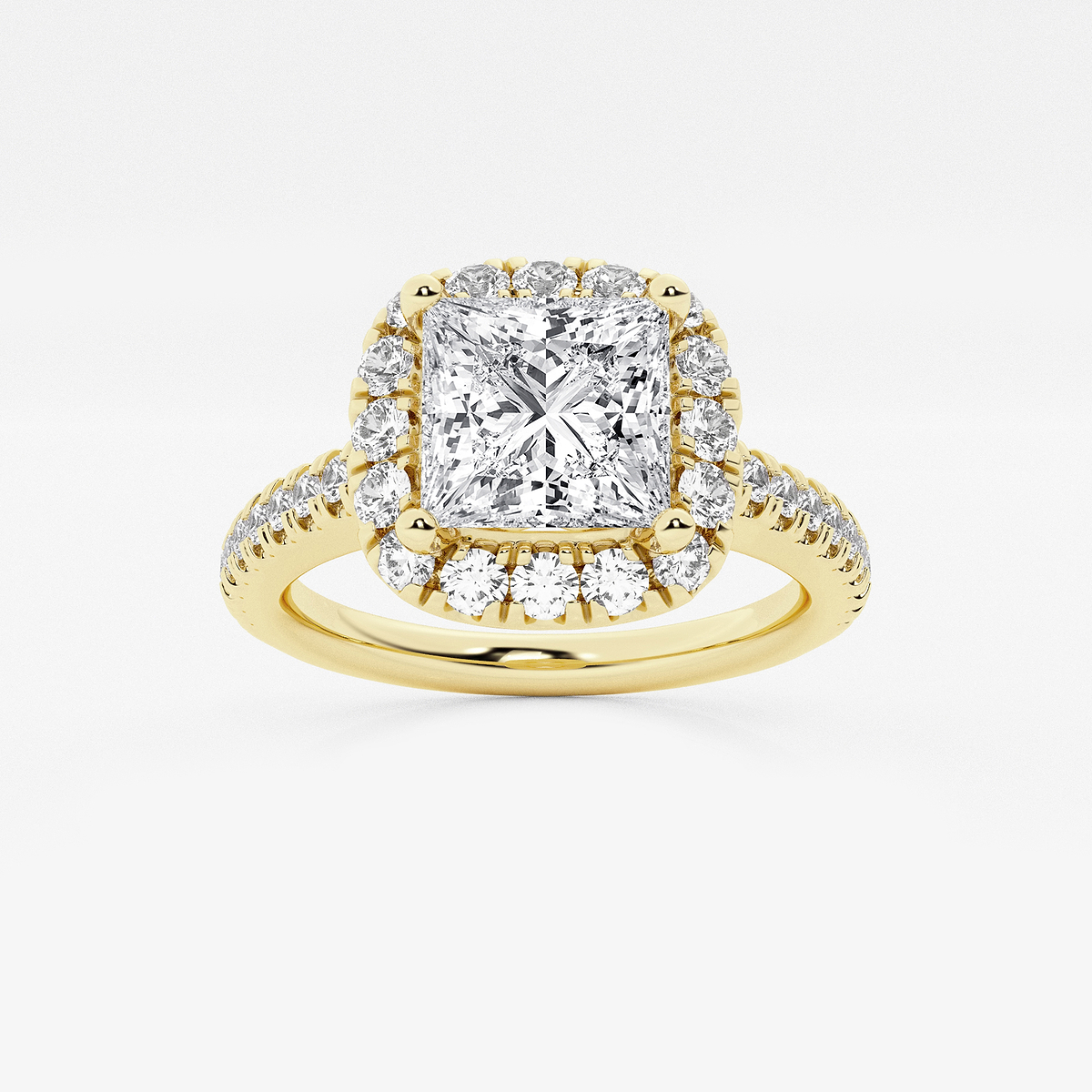 2 1/2 ctw Princess Lab Grown Diamond V-Prong Halo Engagement Ring