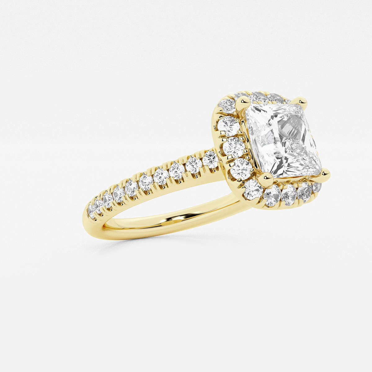 Additional Image 1 for  2 1/2 ctw Princess Lab Grown Diamond V-Prong Halo Engagement Ring