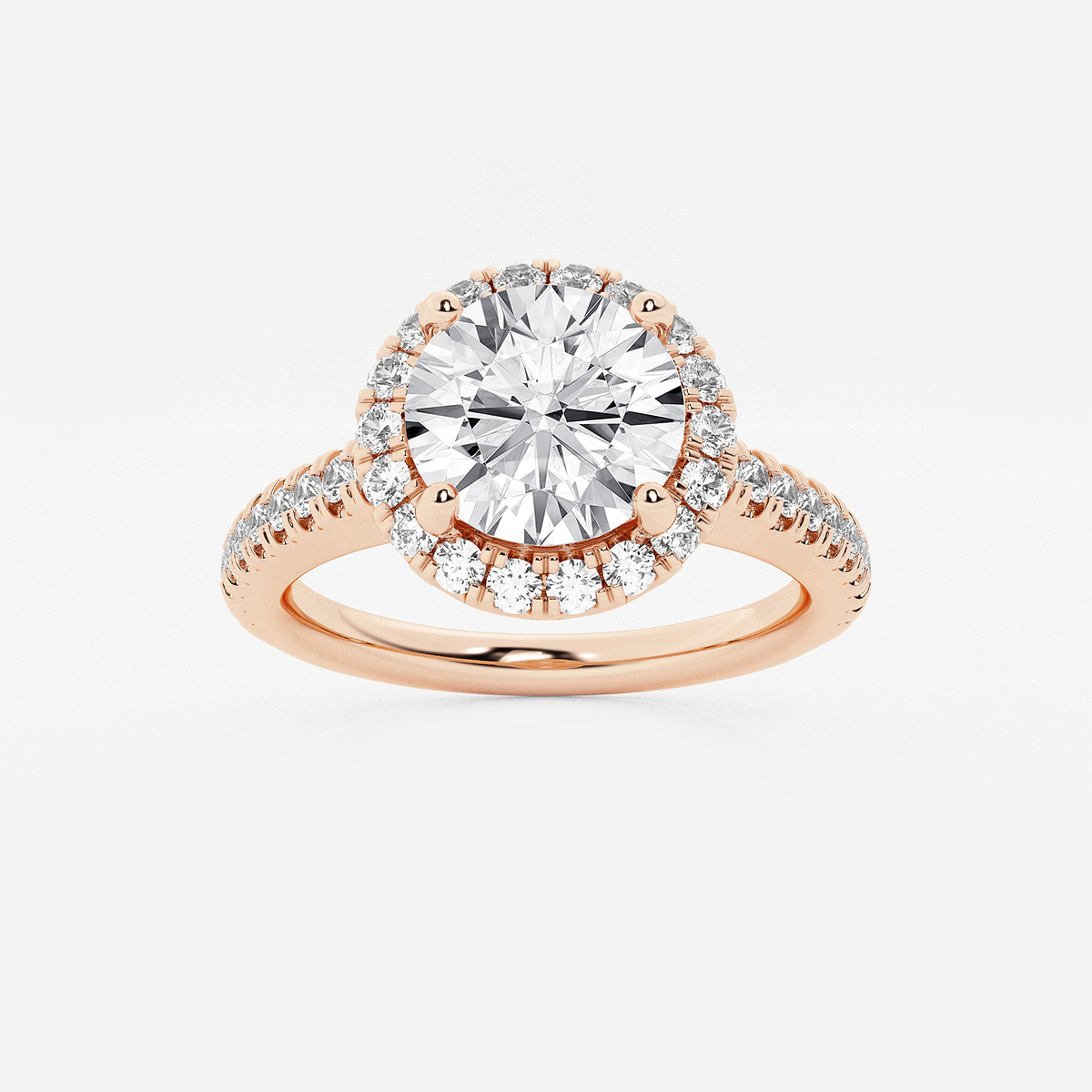 2 1/2 ctw Round Lab Grown Diamond V-Prong Halo Engagement Ring