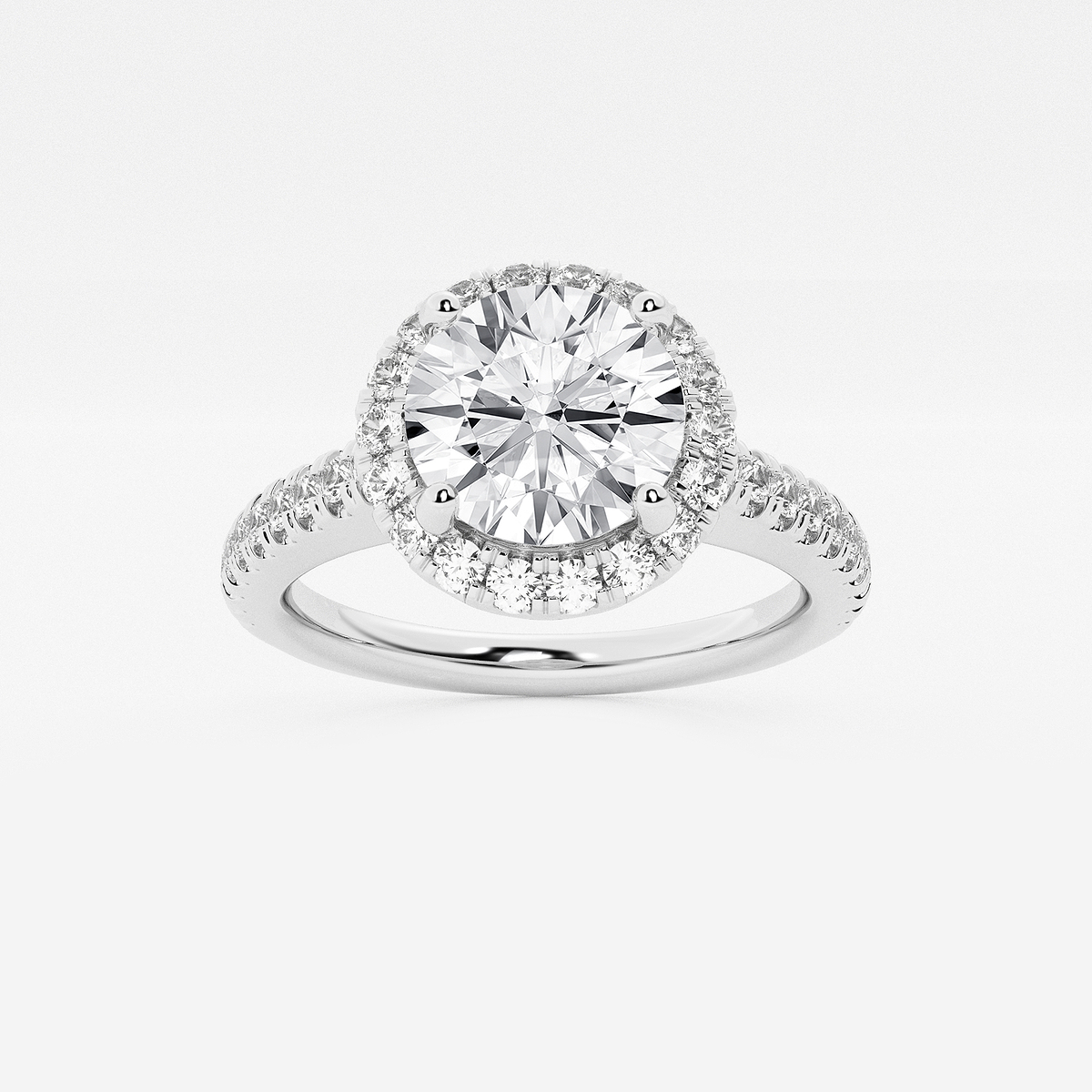 2 1/2 ctw Round Lab Grown Diamond V-Prong Halo Engagement Ring