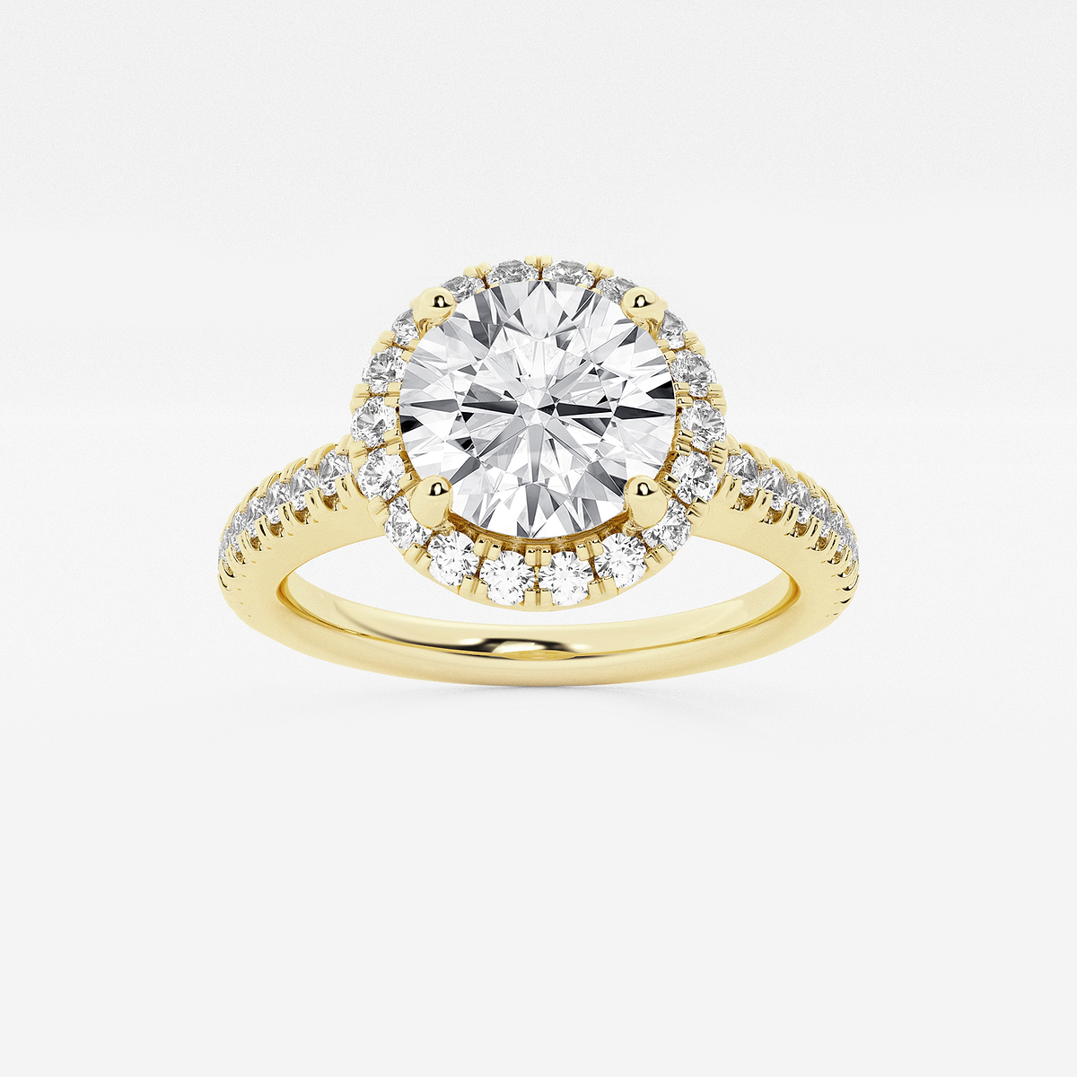 2 1/2 ctw Round Lab Grown Diamond V-Prong Halo Engagement Ring