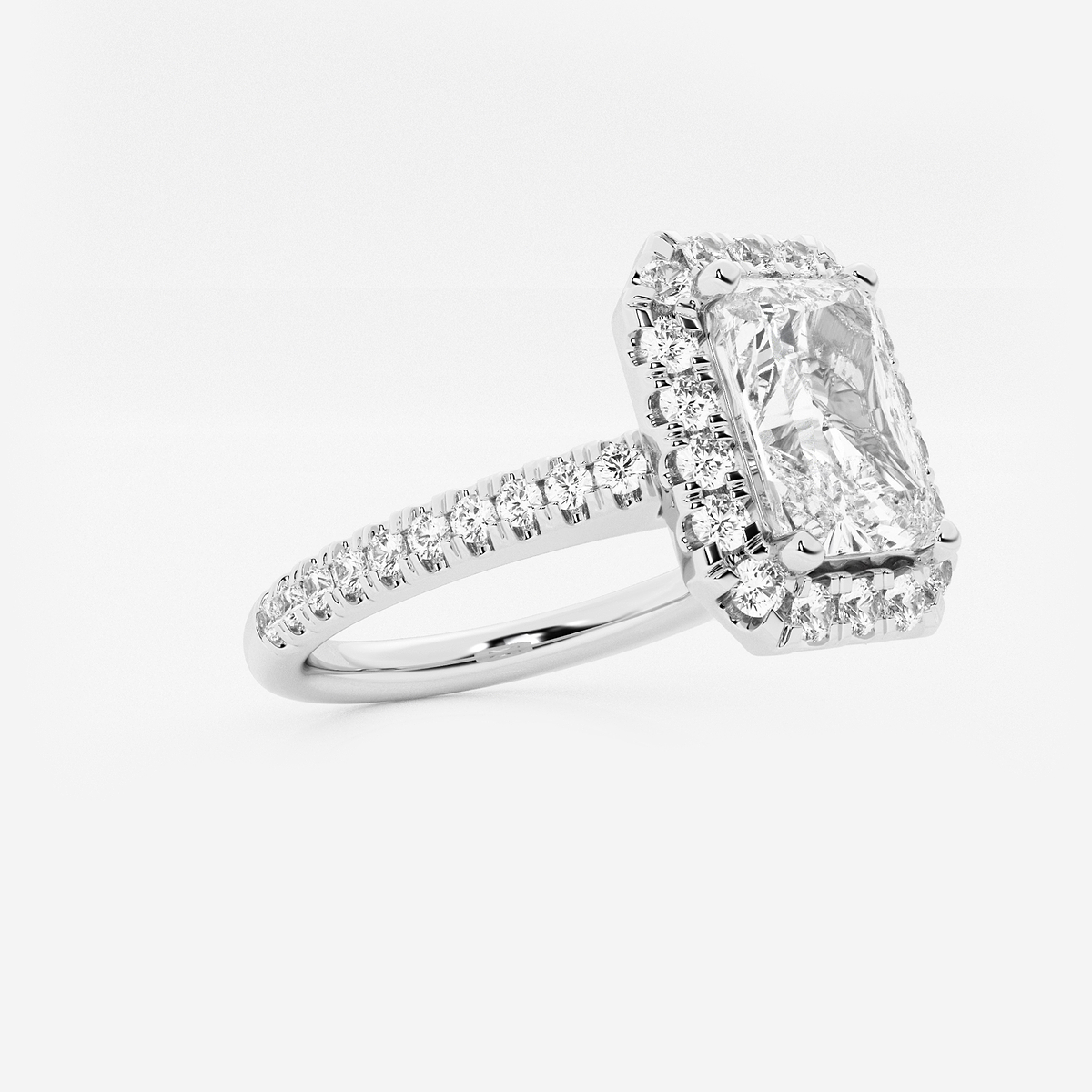Additional Image 1 for  2 1/2 ctw Radiant Lab Grown Diamond V-Prong Halo Engagement Ring