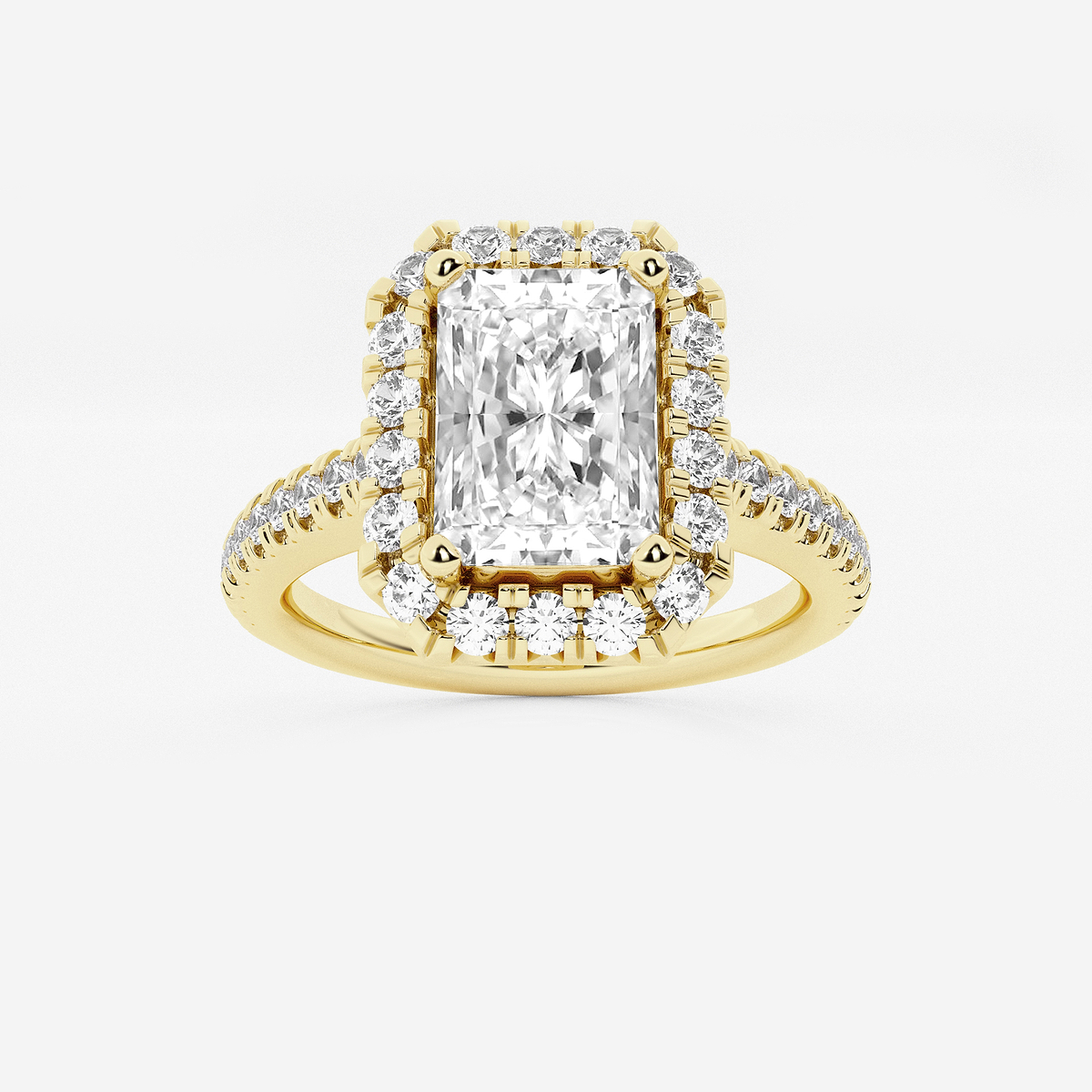 2 1/2 ctw Radiant Lab Grown Diamond V-Prong Halo Engagement Ring