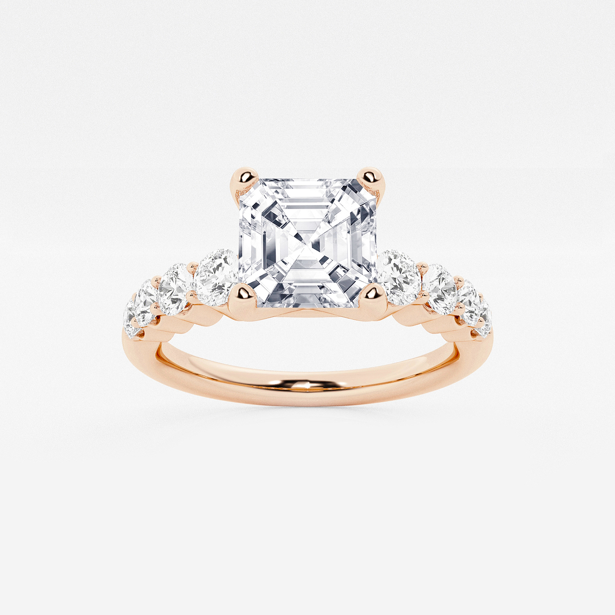 2 ctw Asscher Lab Grown Diamond Graduated Engagement Ring