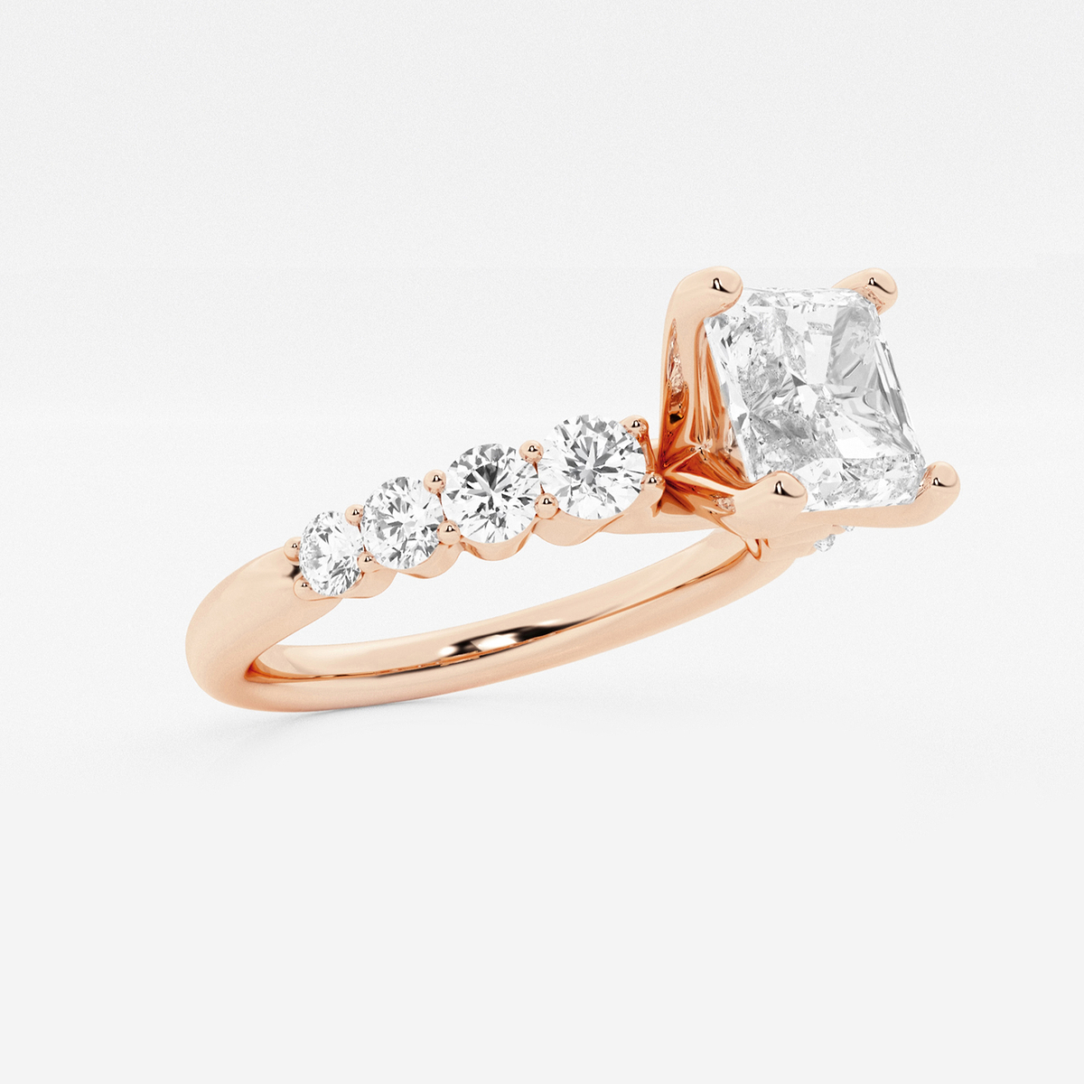 Additional Image 1 for  2 1/2 ctw Asscher Lab Grown Diamond Graduated Engagement Ring