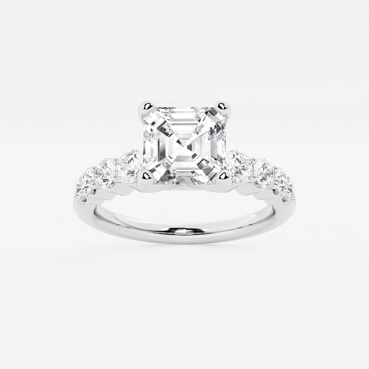 2 ctw Asscher Lab Grown Diamond Graduated Engagement Ring