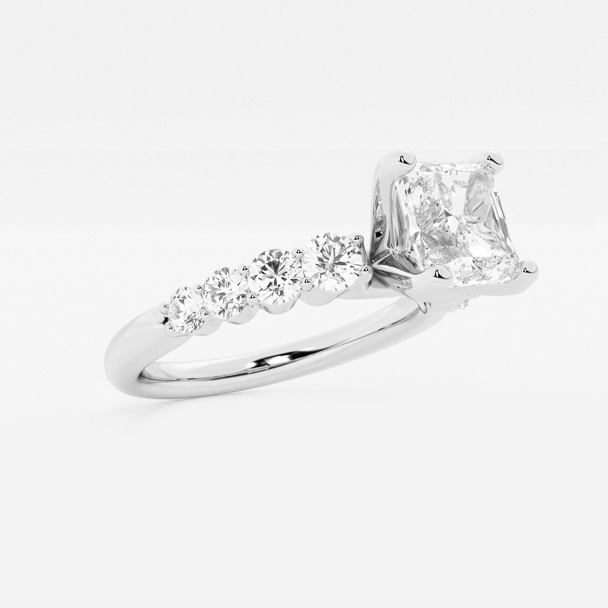 Additional Image 1 for  2 1/2 ctw Asscher Lab Grown Diamond Graduated Engagement Ring