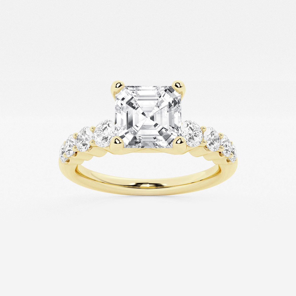 2 ctw Asscher Lab Grown Diamond Graduated Engagement Ring
