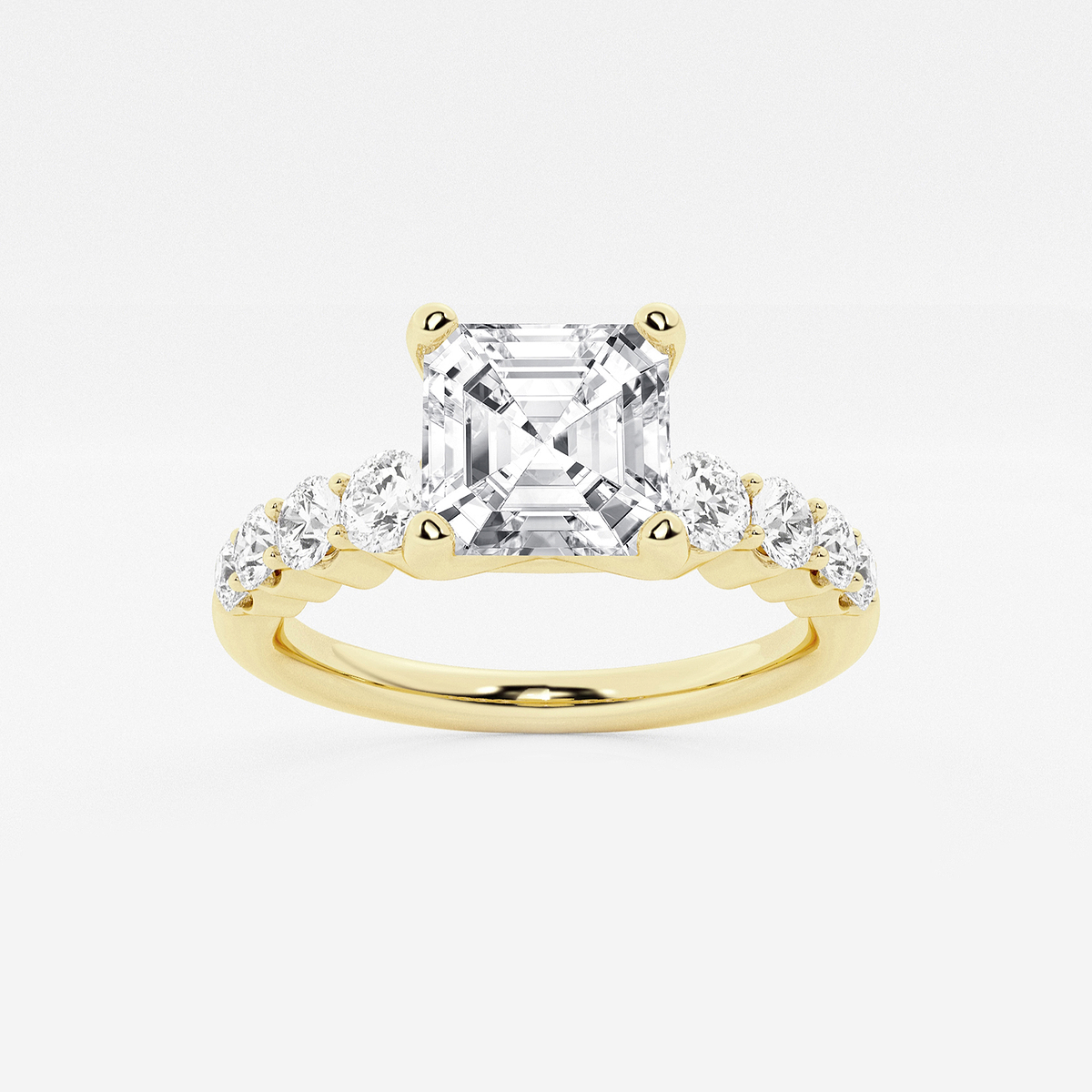 3 ctw Asscher Lab Grown Diamond Graduated Engagement Ring