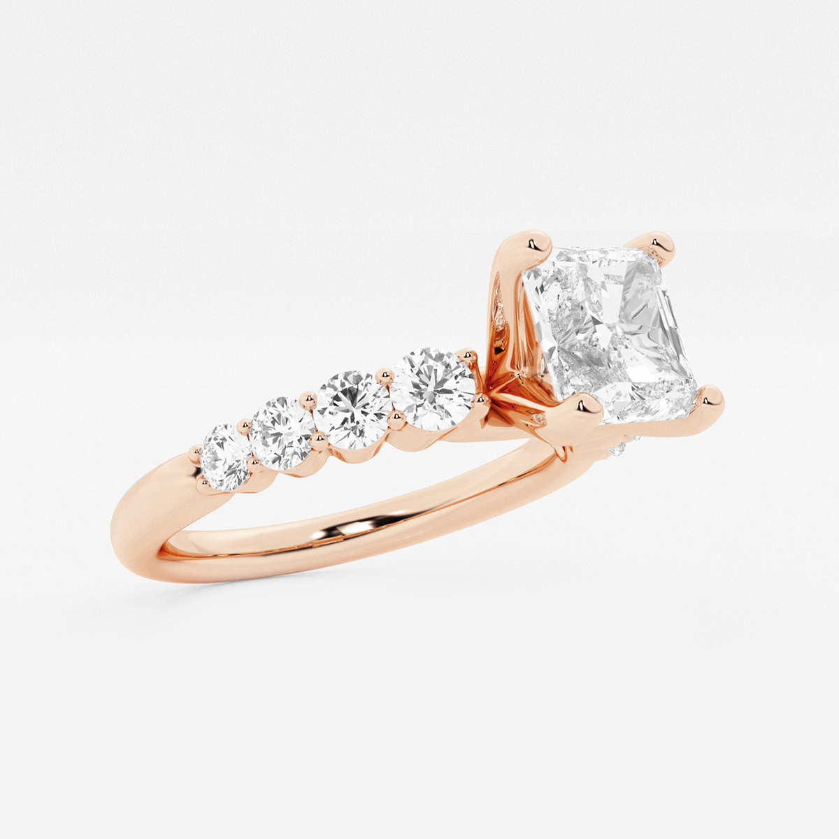 Additional Image 1 for  3 ctw Asscher Lab Grown Diamond Graduated Engagement Ring
