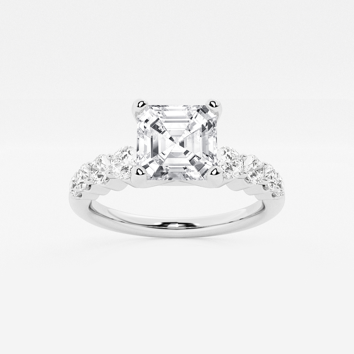 3 ctw Asscher Lab Grown Diamond Graduated Engagement Ring