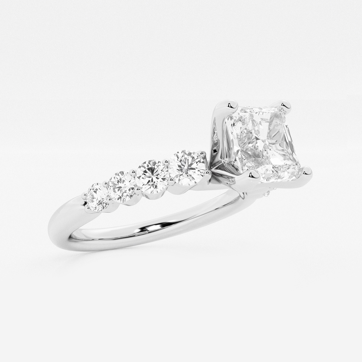 Additional Image 1 for  3 ctw Asscher Lab Grown Diamond Graduated Engagement Ring
