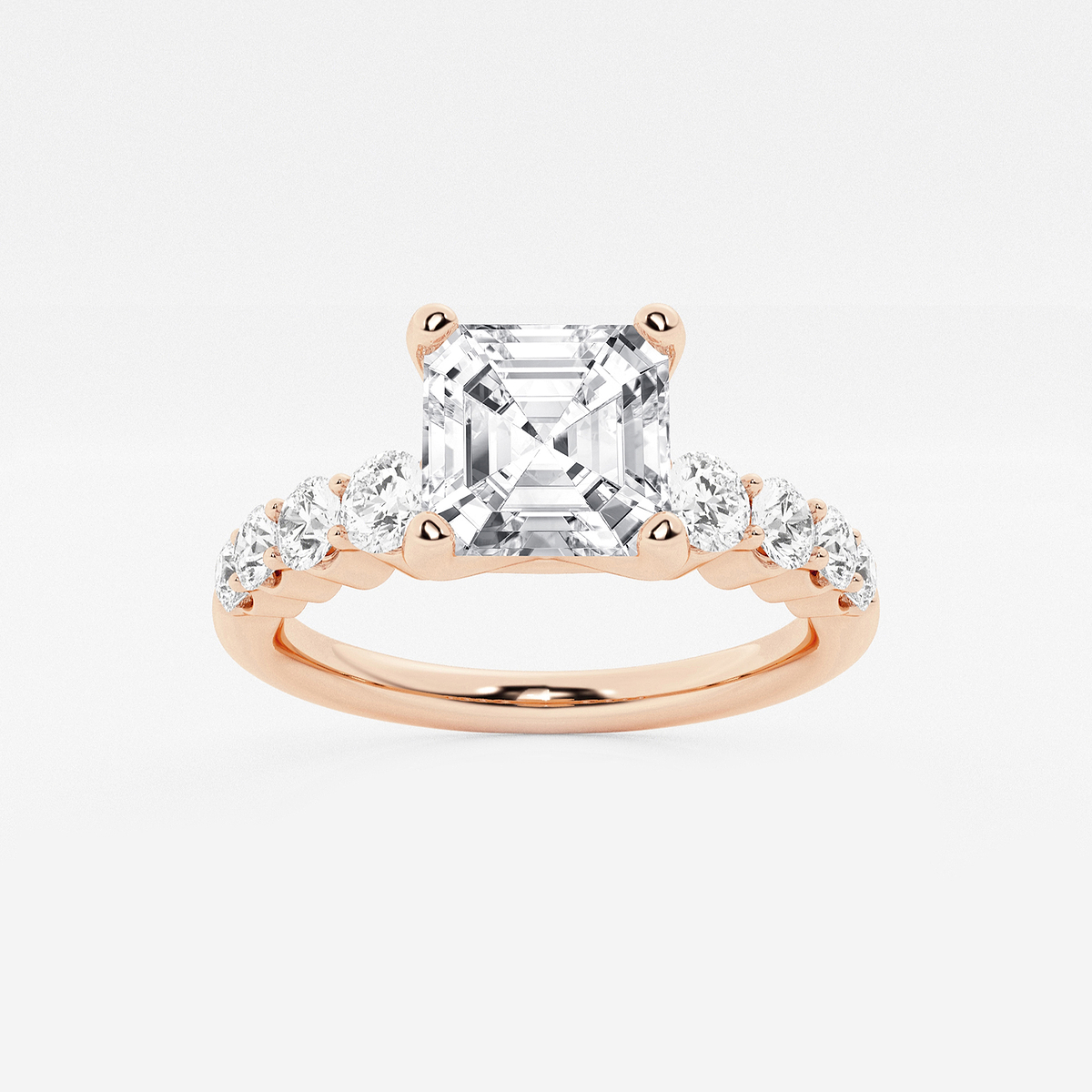 3 ctw Asscher Lab Grown Diamond Graduated Engagement Ring