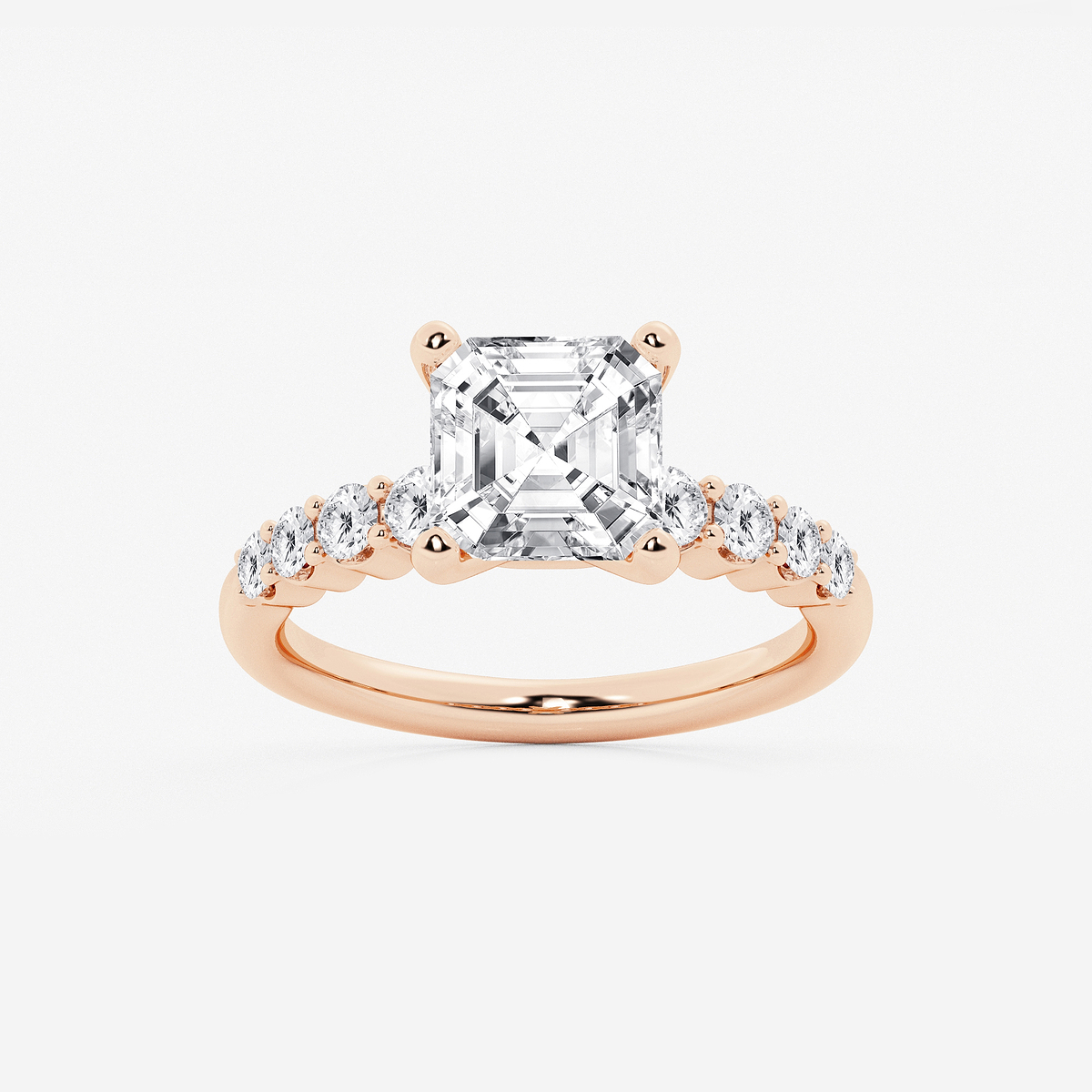 4 2/3 ctw Asscher Lab Grown Diamond Graduated Engagement Ring