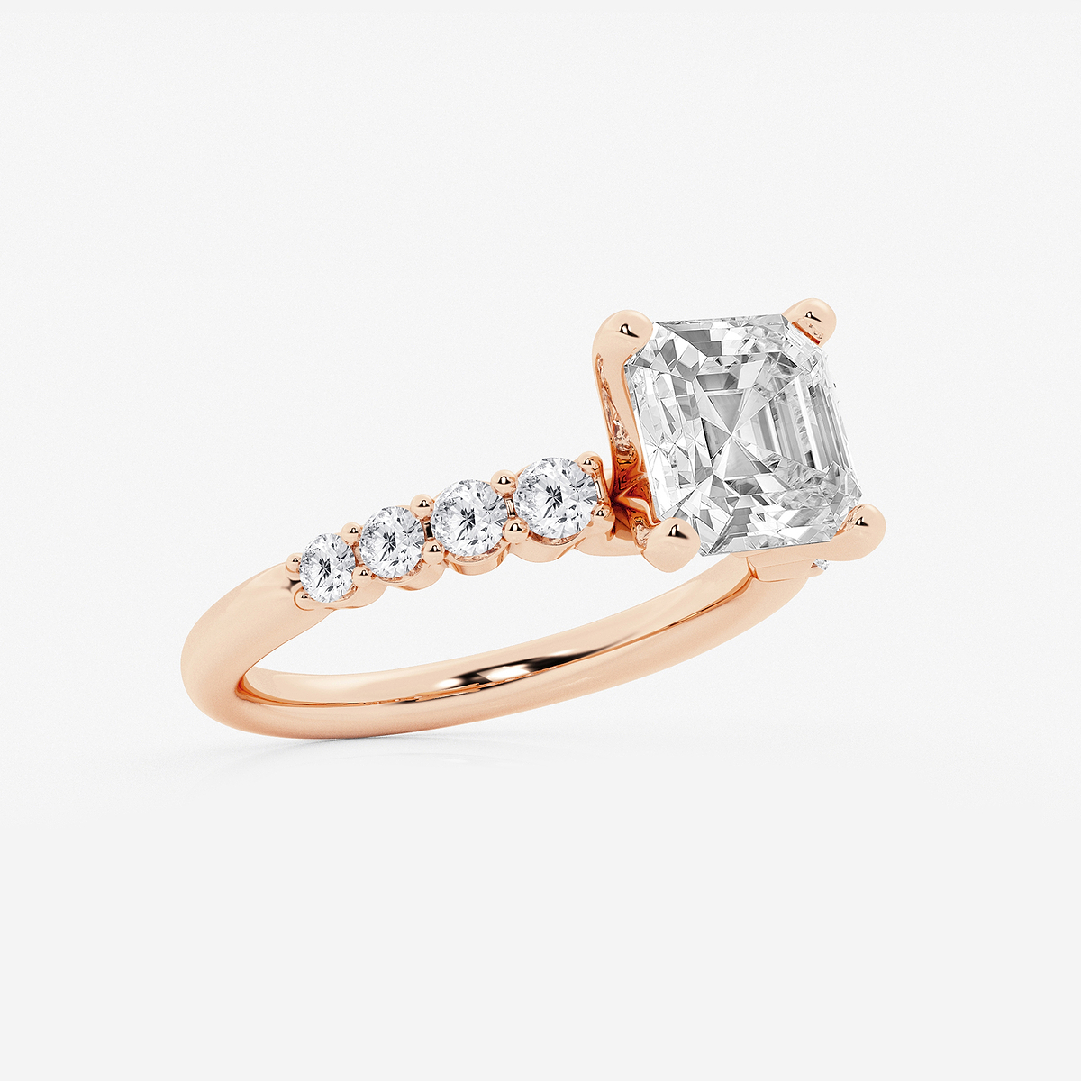 Additional Image 1 for  4 2/3 ctw Asscher Lab Grown Diamond Graduated Engagement Ring