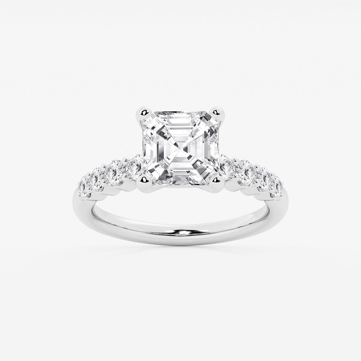 4 1/6 ctw Asscher Lab Grown Diamond Graduated Engagement Ring