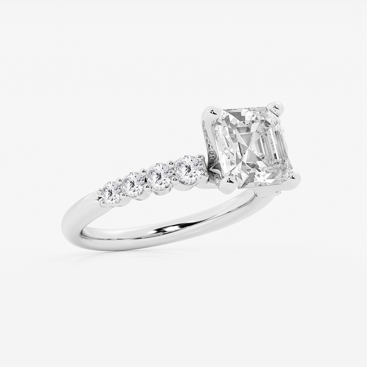Additional Image 1 for  4 1/6 ctw Asscher Lab Grown Diamond Graduated Engagement Ring