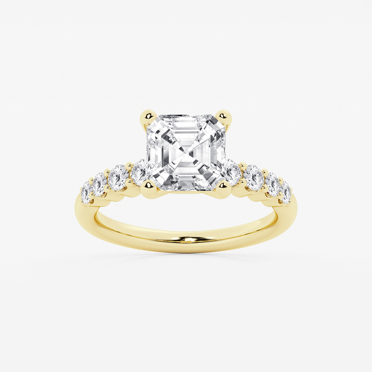 5 2/3 ctw Asscher Lab Grown Diamond Graduated Engagement Ring