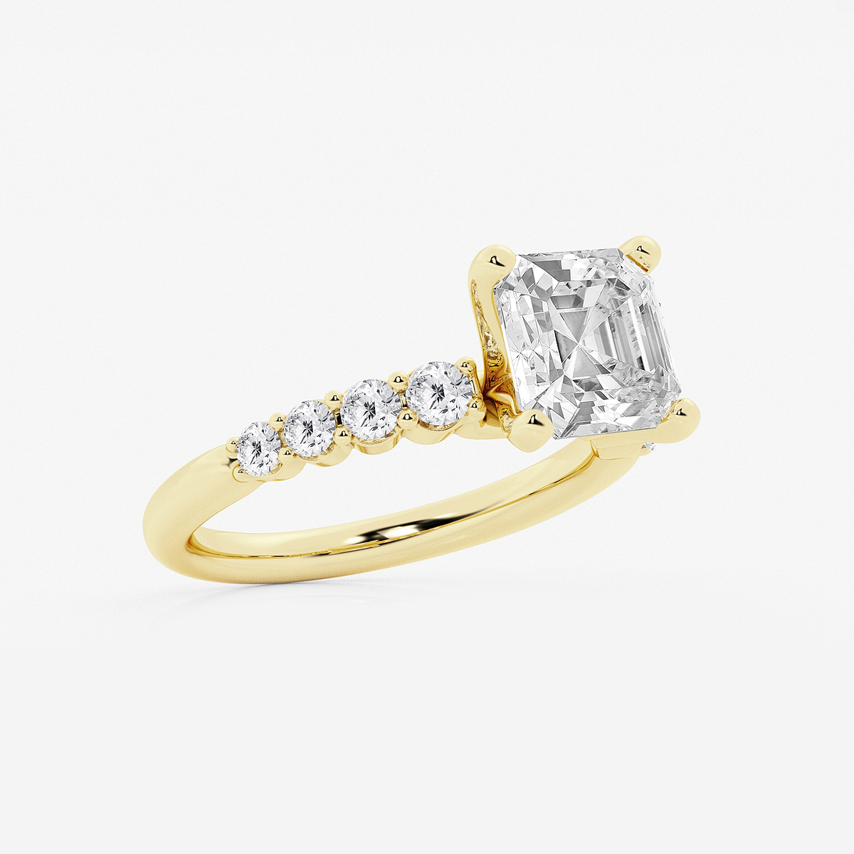 Additional Image 1 for  5 2/3 ctw Asscher Lab Grown Diamond Graduated Engagement Ring