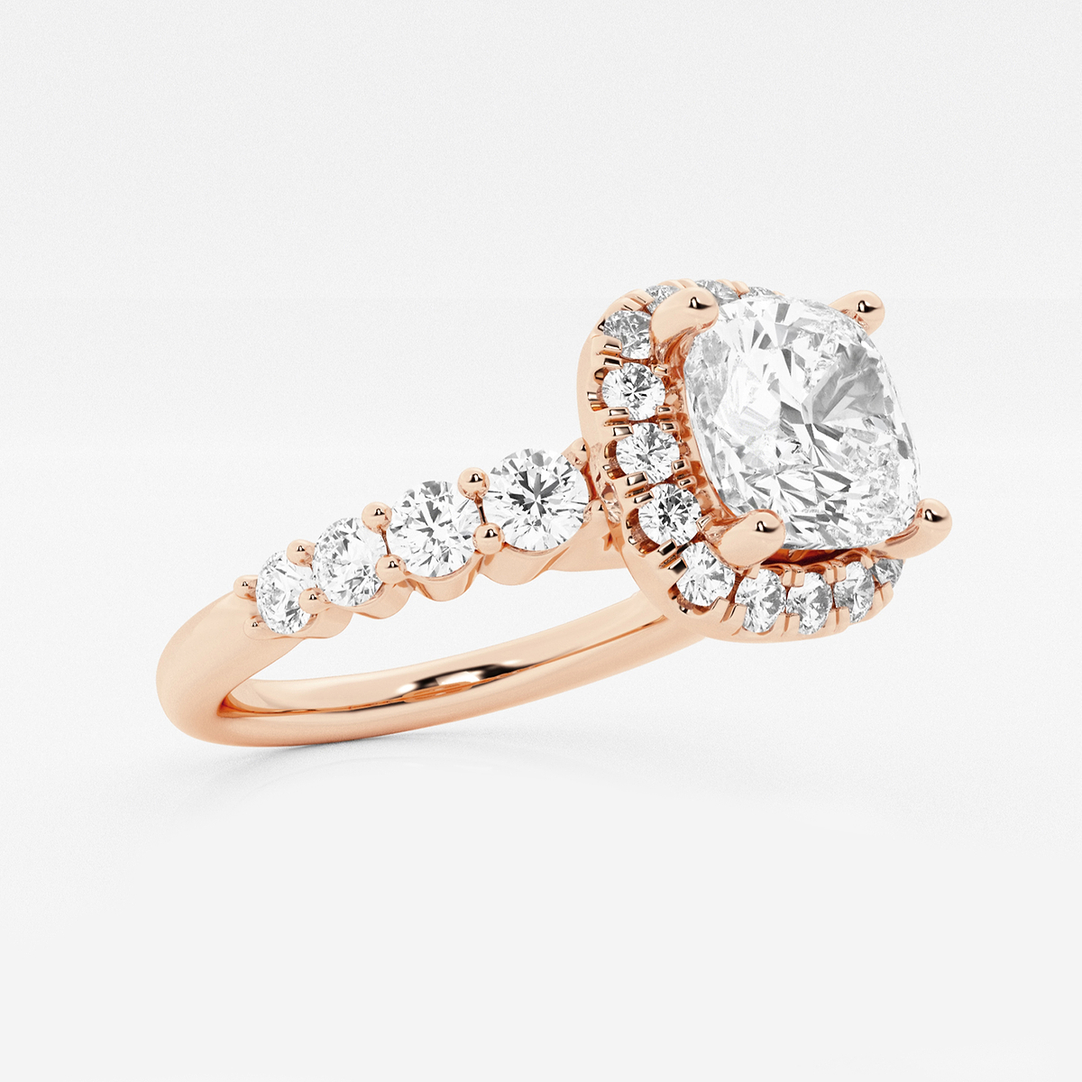 Additional Image 1 for  2 7/8 ctw Cushion Lab Grown Diamond Graduated Halo Engagement Ring