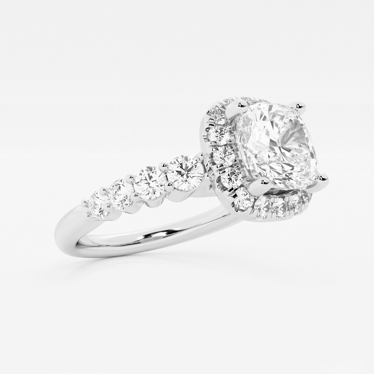 Additional Image 1 for  2 7/8 ctw Cushion Lab Grown Diamond Graduated Halo Engagement Ring
