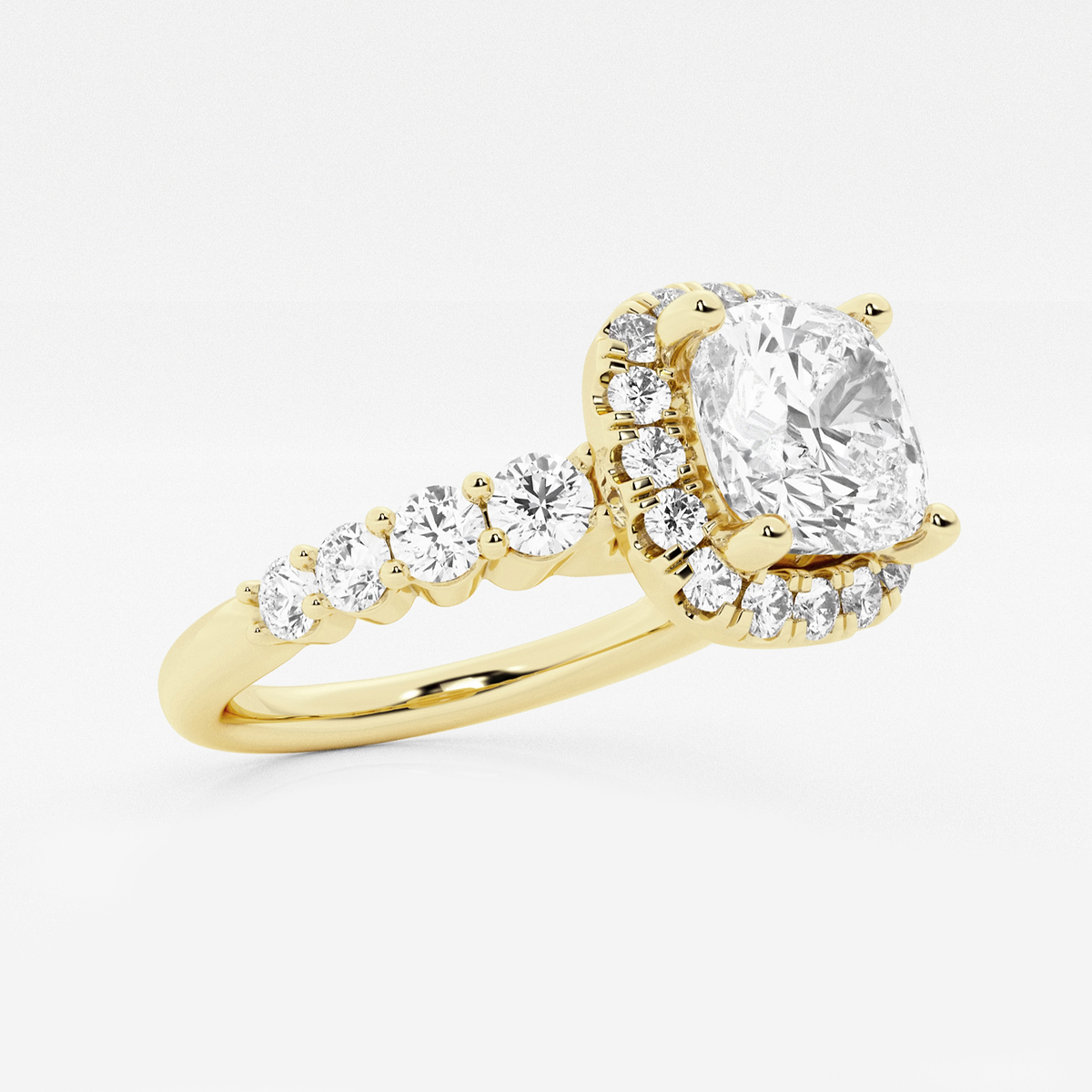 Additional Image 1 for  2 7/8 ctw Cushion Lab Grown Diamond Graduated Halo Engagement Ring