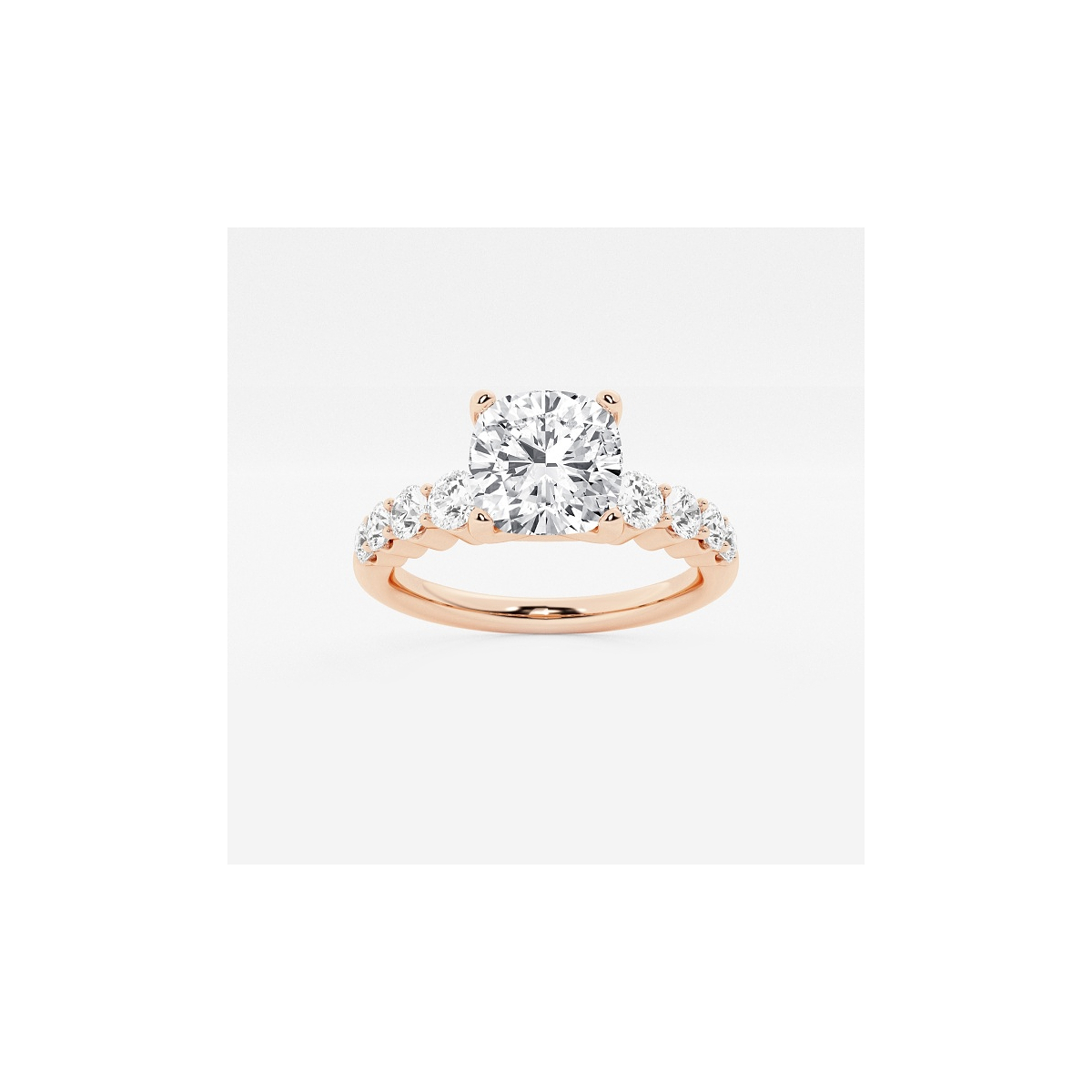 2 ctw Cushion Lab Grown Diamond Graduated Engagement Ring