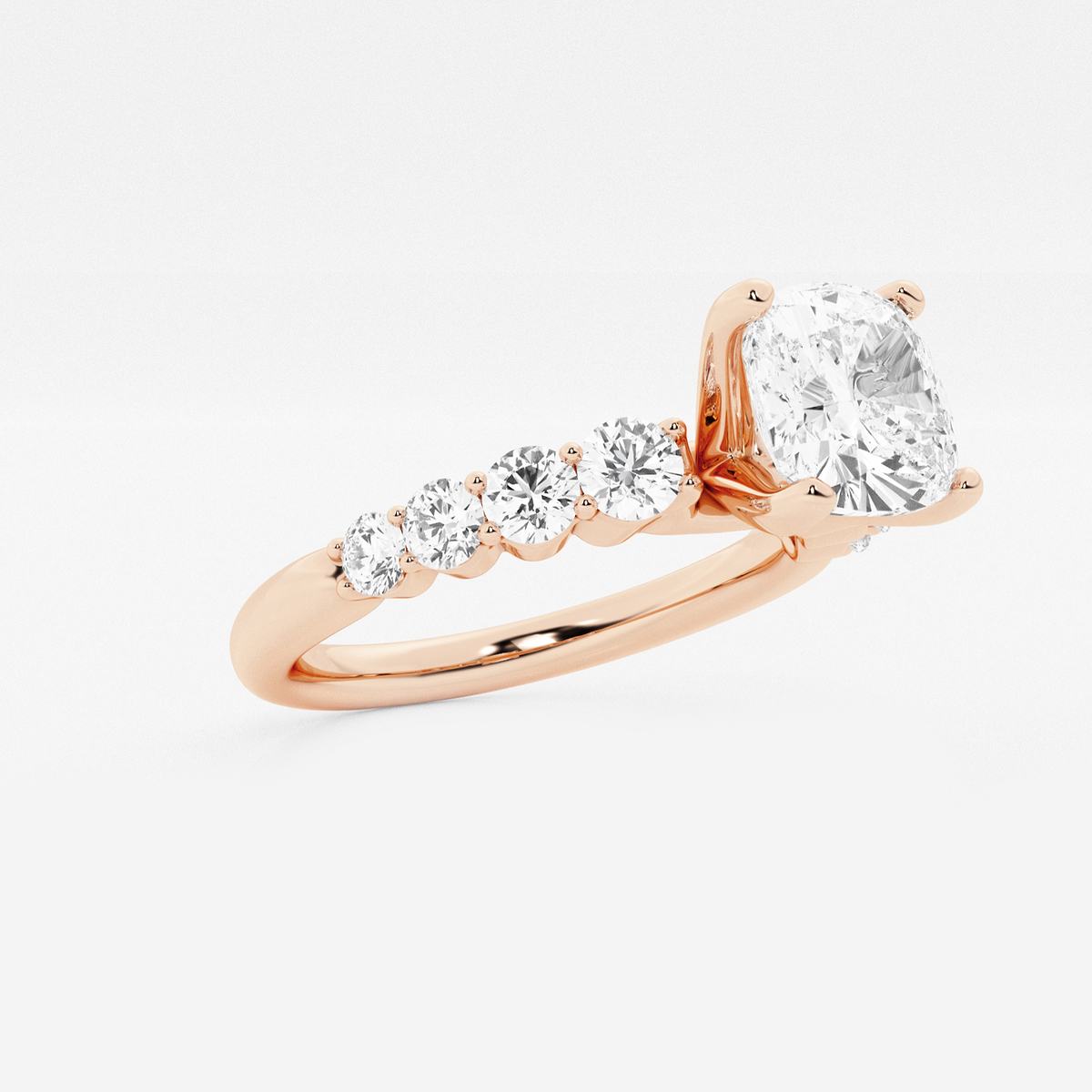 Additional Image 1 for  2 ctw Cushion Lab Grown Diamond Graduated Engagement Ring