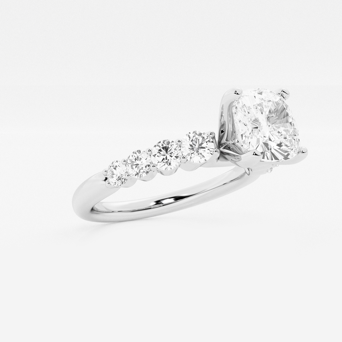 Additional Image 1 for  2 1/2 ctw Cushion Lab Grown Diamond Graduated Engagement Ring