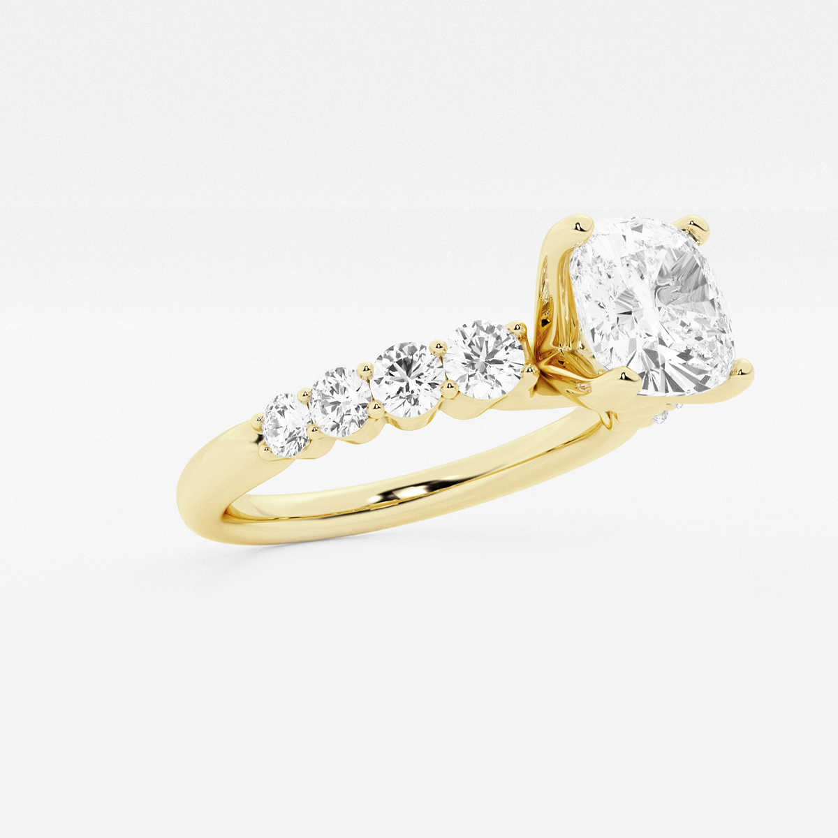 Additional Image 1 for  2 1/2 ctw Cushion Lab Grown Diamond Graduated Engagement Ring