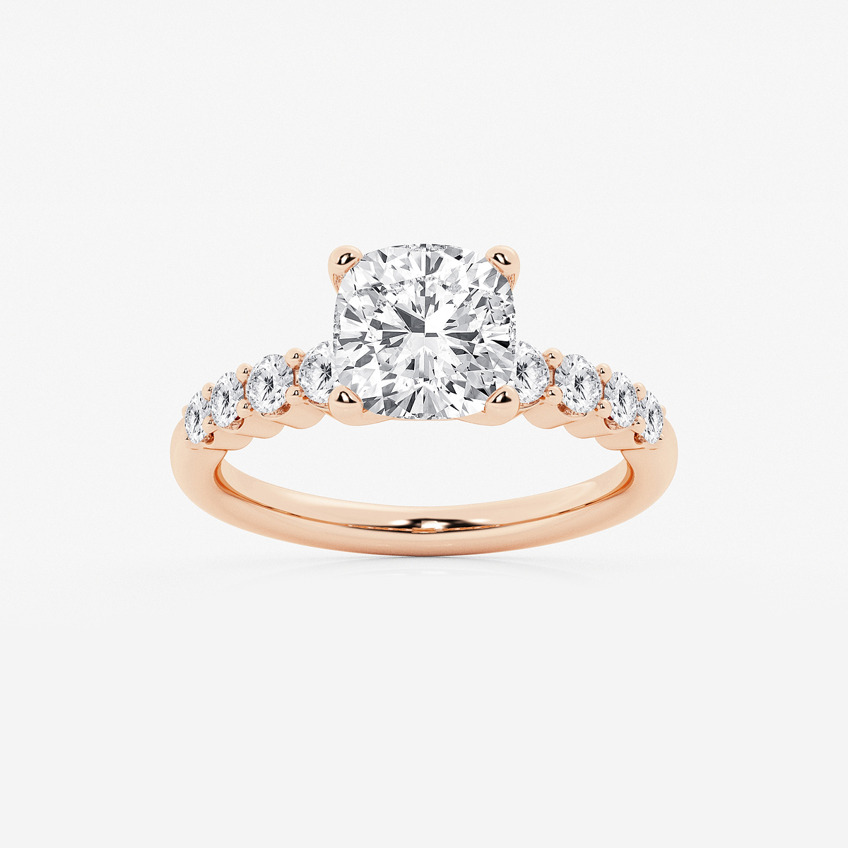 3 ctw Cushion Lab Grown Diamond Graduated Engagement Ring