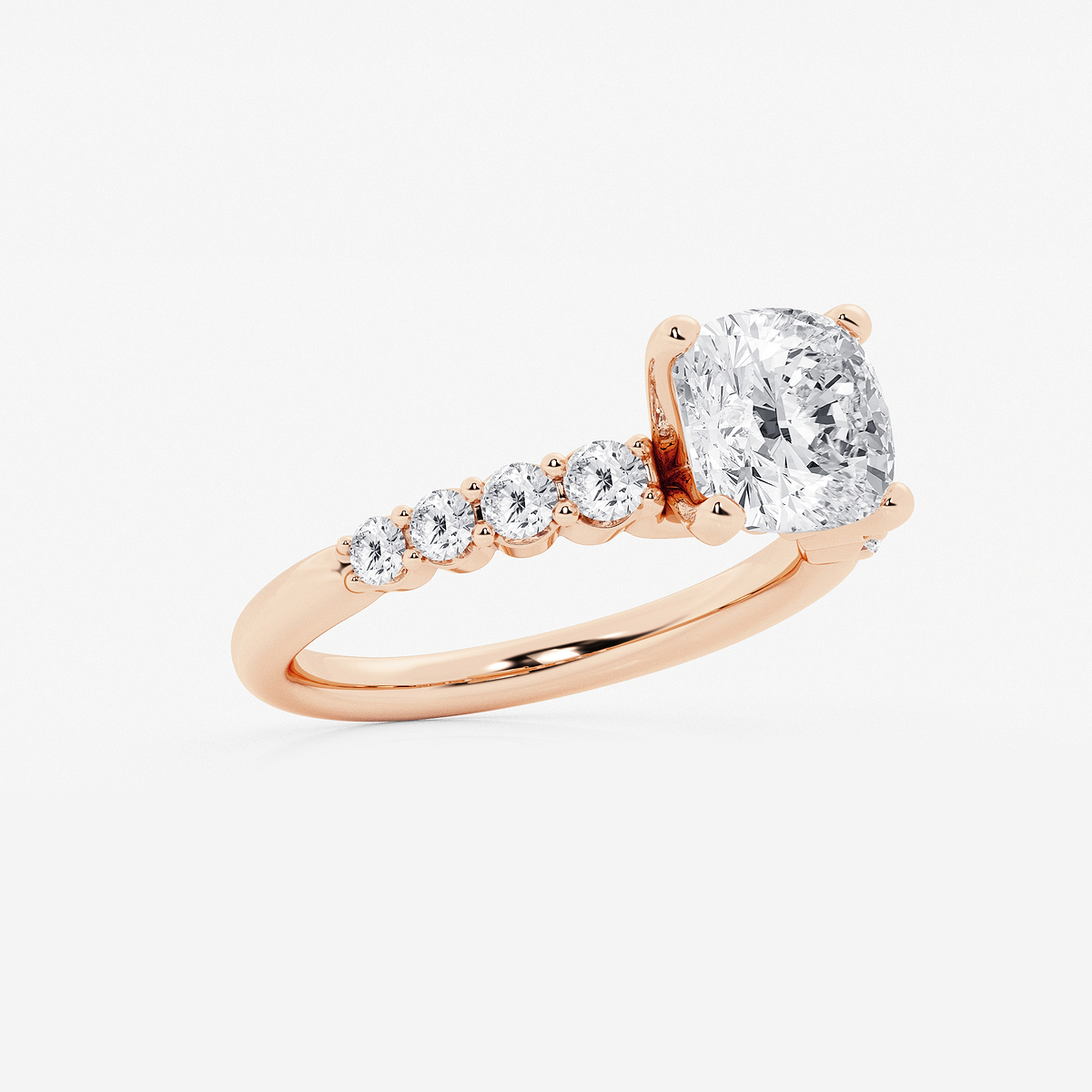 Additional Image 1 for  3 ctw Cushion Lab Grown Diamond Graduated Engagement Ring