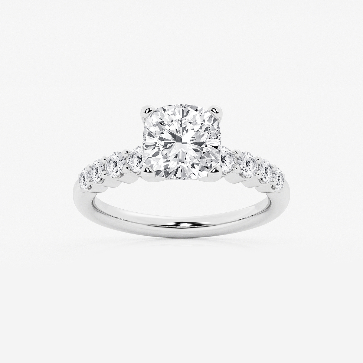 3 ctw Cushion Lab Grown Diamond Graduated Engagement Ring