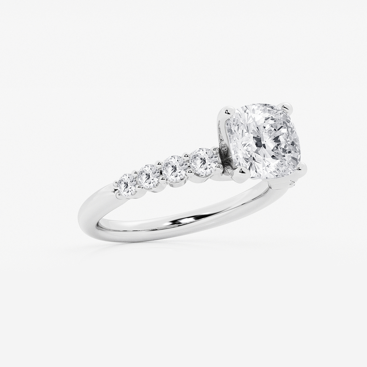 Additional Image 1 for  3 ctw Cushion Lab Grown Diamond Graduated Engagement Ring