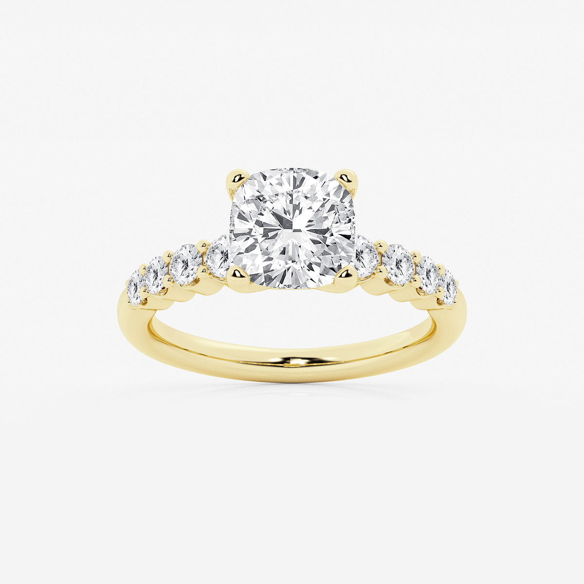 3 ctw Cushion Lab Grown Diamond Graduated Engagement Ring