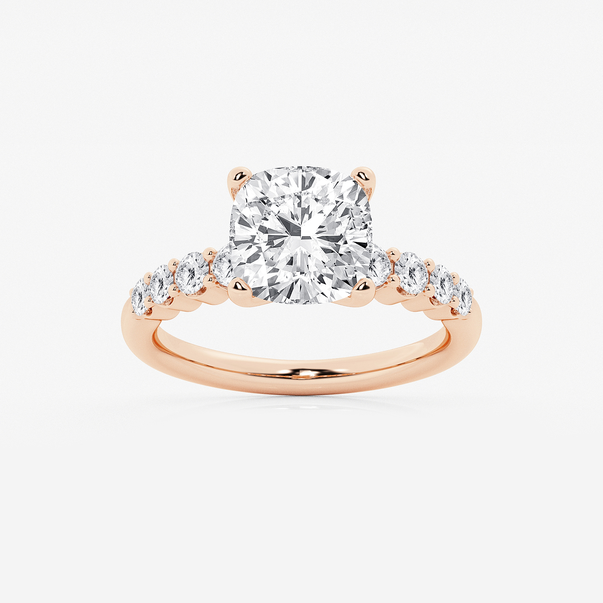 3 1/2 ctw Cushion Lab Grown Diamond Graduated Engagement Ring