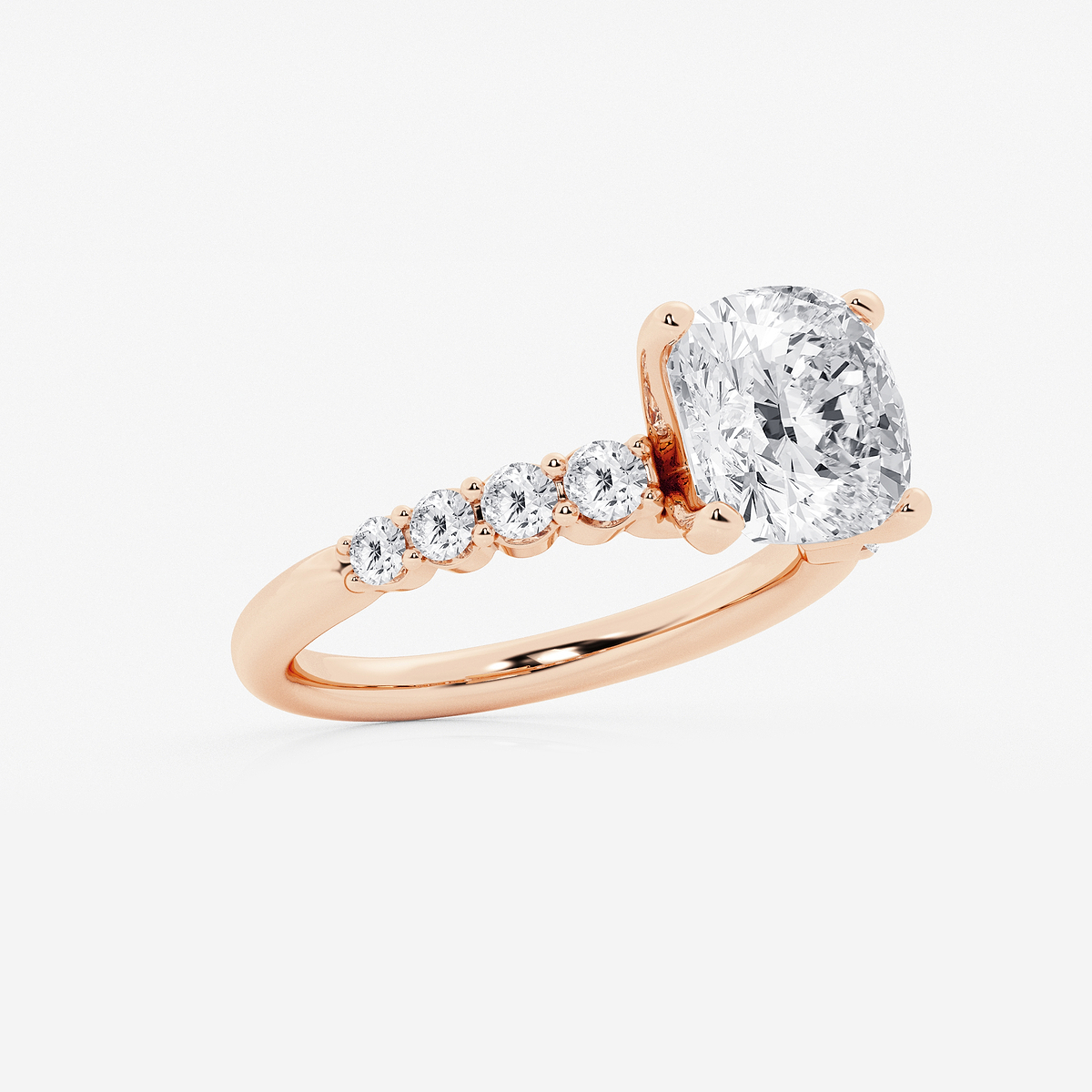 Additional Image 1 for  3 1/2 ctw Cushion Lab Grown Diamond Graduated Engagement Ring