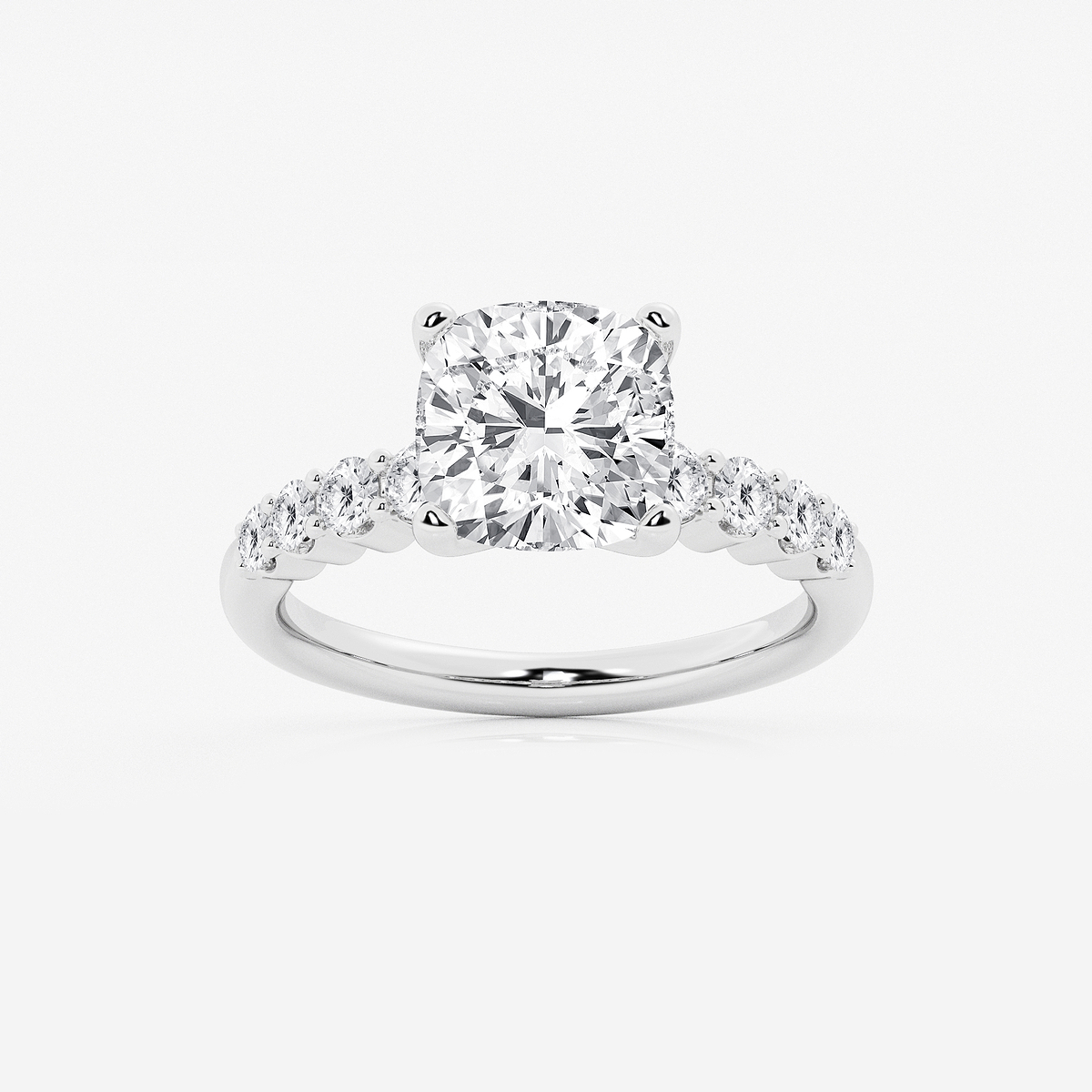 4 1/6 ctw Cushion Lab Grown Diamond Graduated Engagement Ring