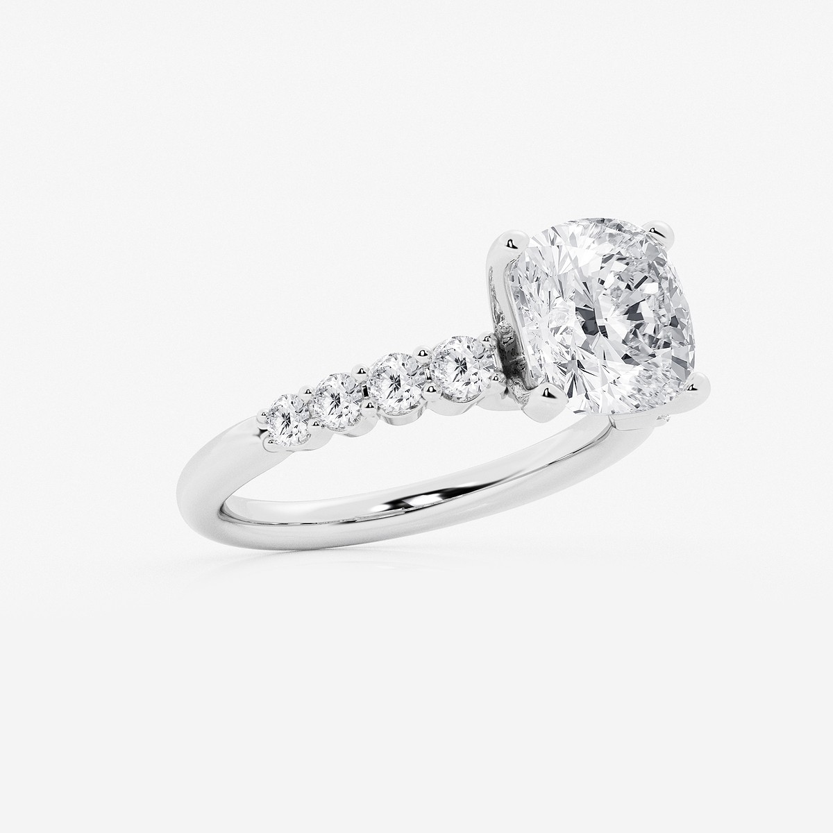 Additional Image 1 for  4 1/6 ctw Cushion Lab Grown Diamond Graduated Engagement Ring
