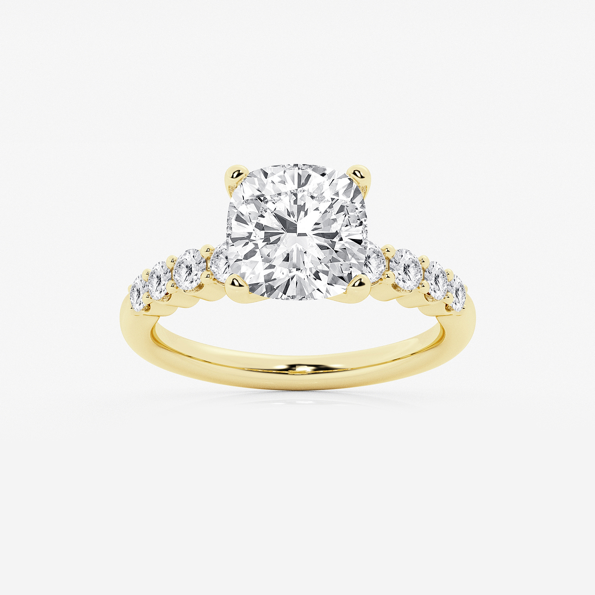 4 2/3 ctw Cushion Lab Grown Diamond Graduated Engagement Ring