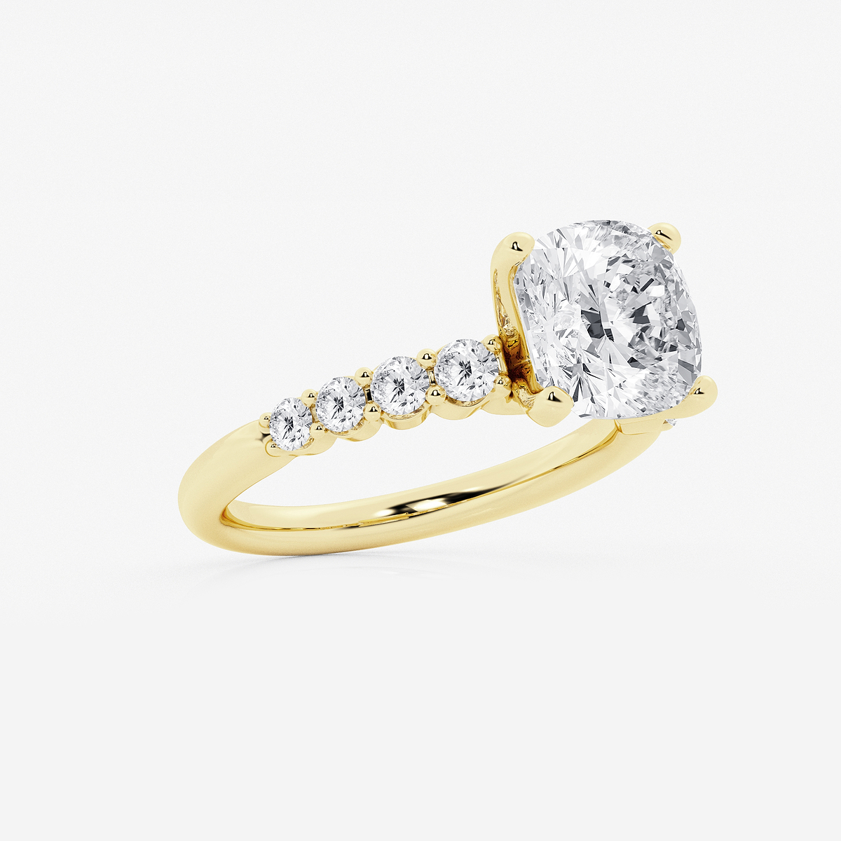 Additional Image 1 for  4 2/3 ctw Cushion Lab Grown Diamond Graduated Engagement Ring