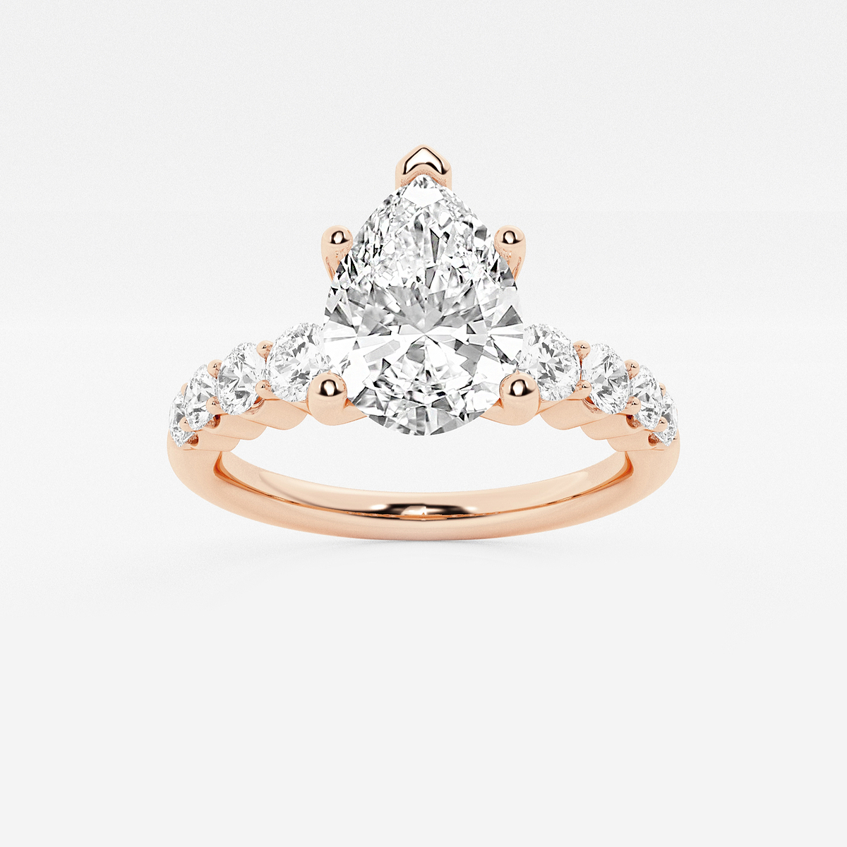 2 ctw Pear Lab Grown Diamond Graduated Engagement Ring