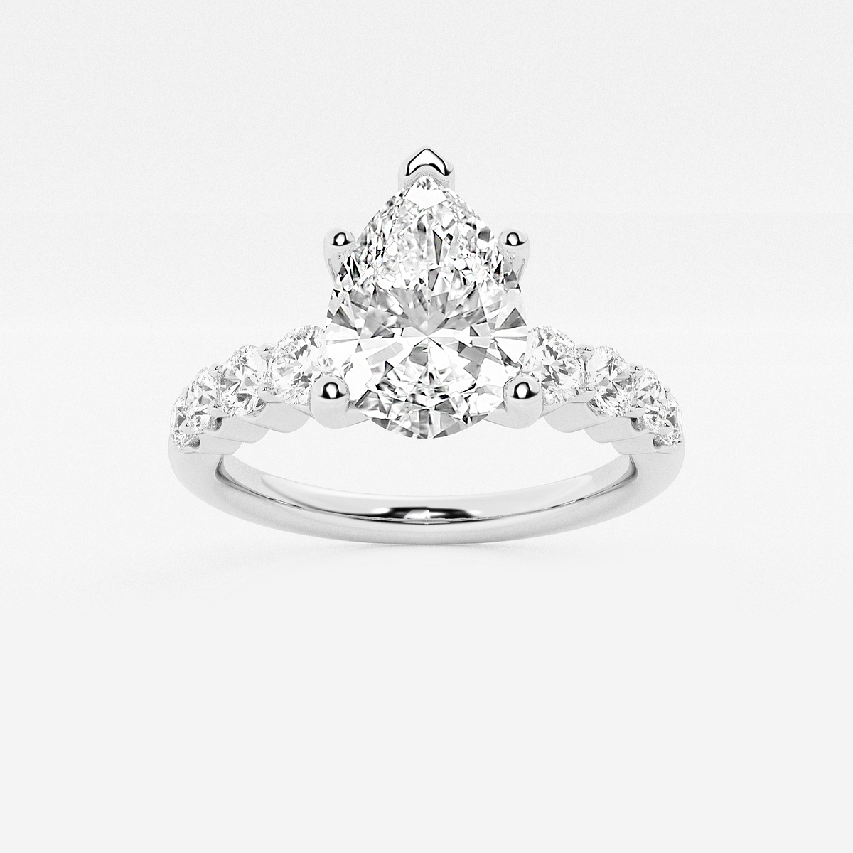 2 ctw Pear Lab Grown Diamond Graduated Engagement Ring