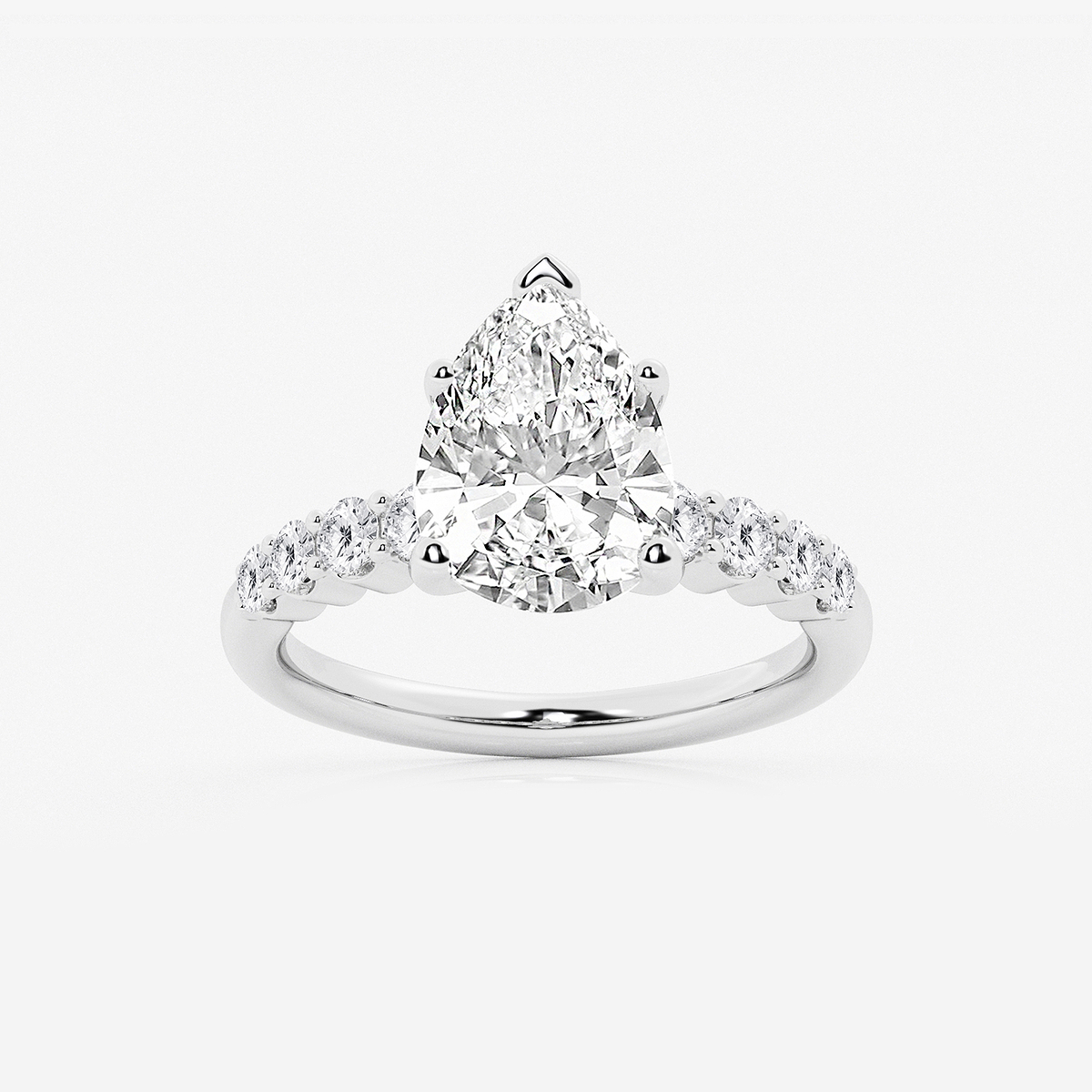 3 1/2 ctw Pear Lab Grown Diamond Graduated Engagement Ring